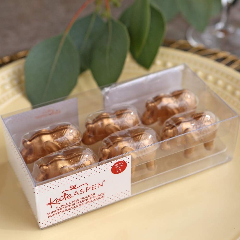 Kate Aspen Lucky Golden Elephant Place Card Holders Set of 6