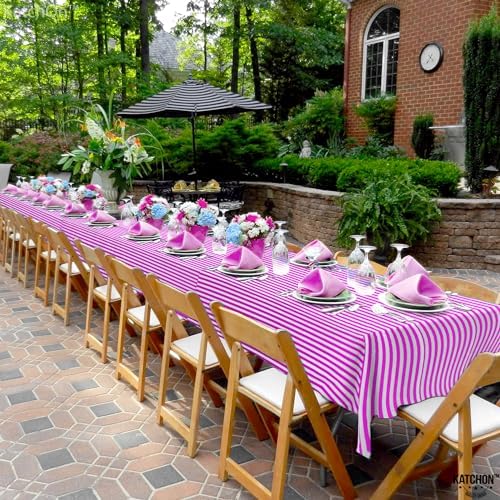 KatchOn 4 Pack Hot Pink and Silver Tablecloths 108x54 Inch