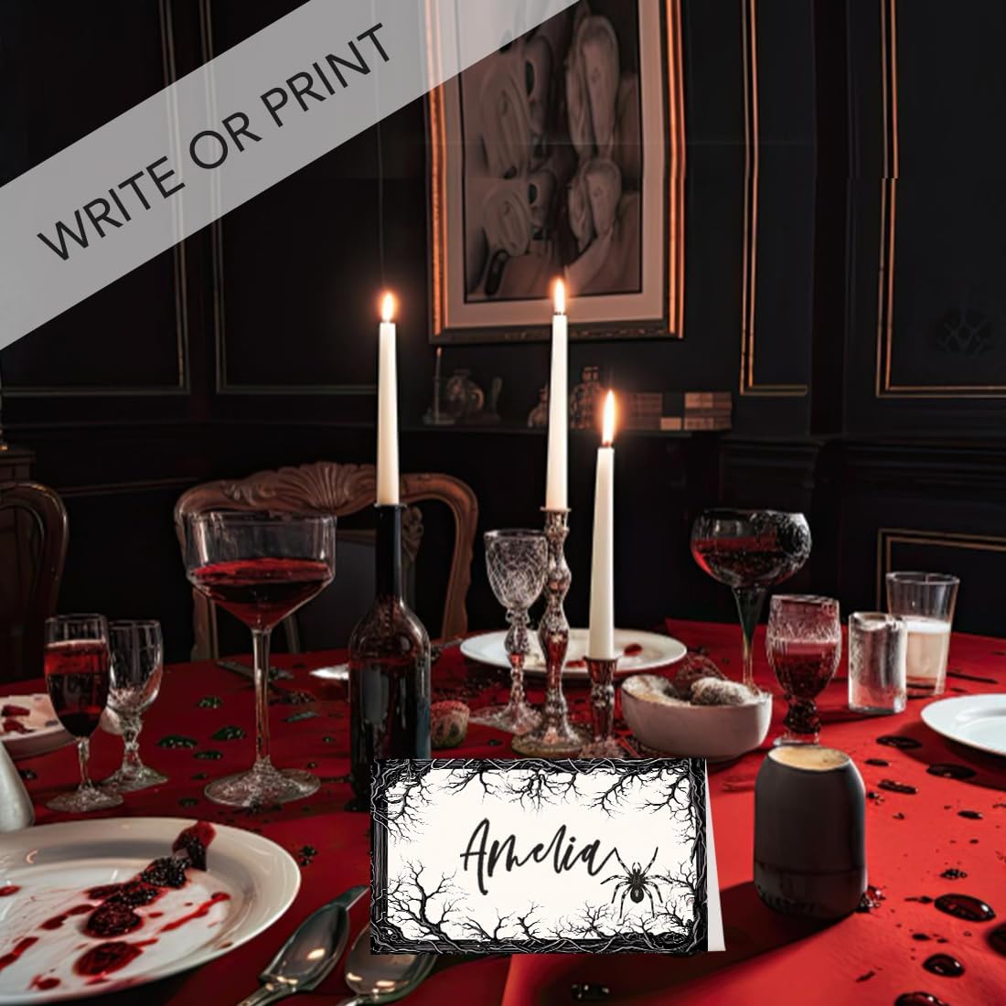 Andaz Press Halloween Name Place Cards for Party Buffet 24 Pack 2x35