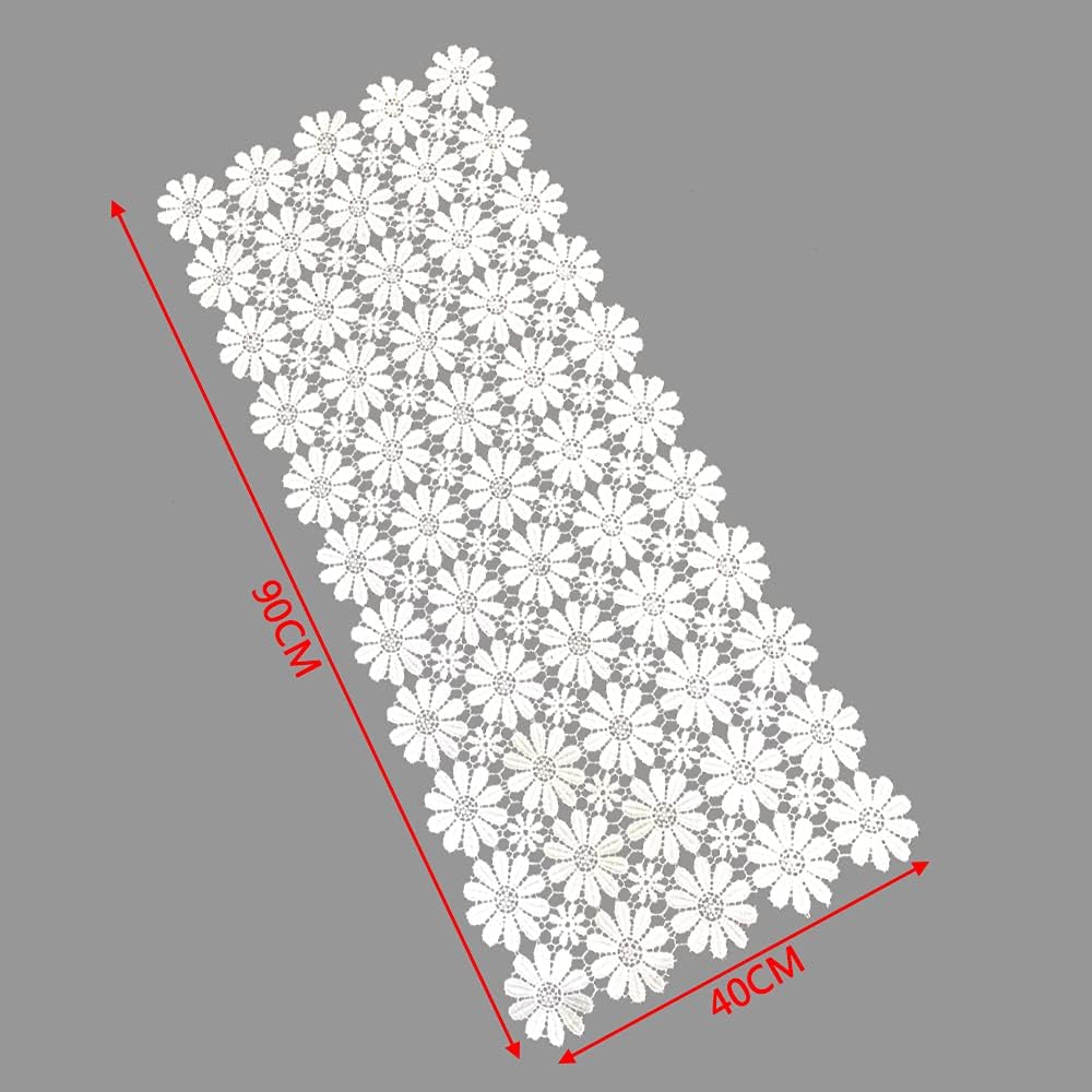 White Flower Lace Table Runner for Home Kitchen Wedding Banquet