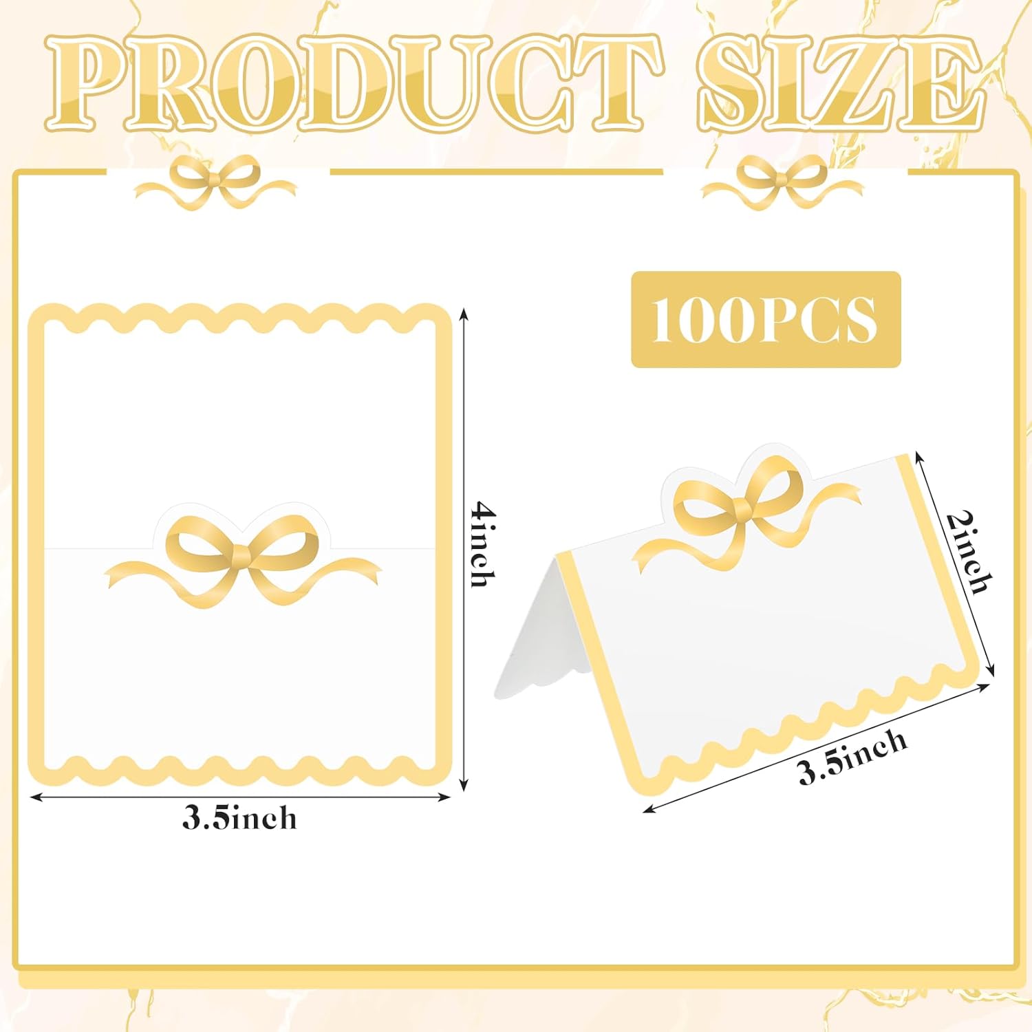 Eersida 100 Pcs Pastel Bow Place Cards Cute Scalloped Knot