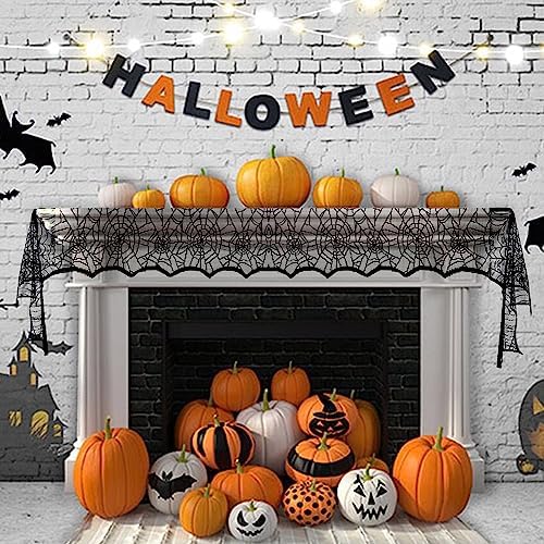 Halloween Decor Table Runner - Black Spider Web Design 18x72 Inch