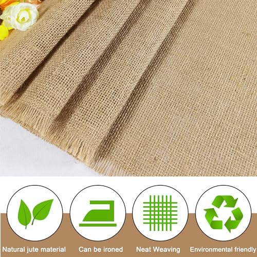 6 Pack 13 x 72 Inch Tassel Burlap Table Runners