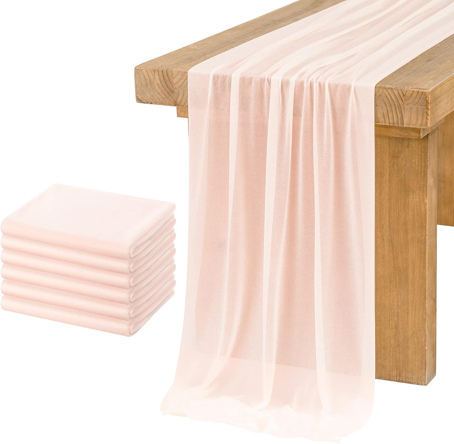 Lings Moment 6-Pack Blush Pink Table Runners with Silver Sparkle