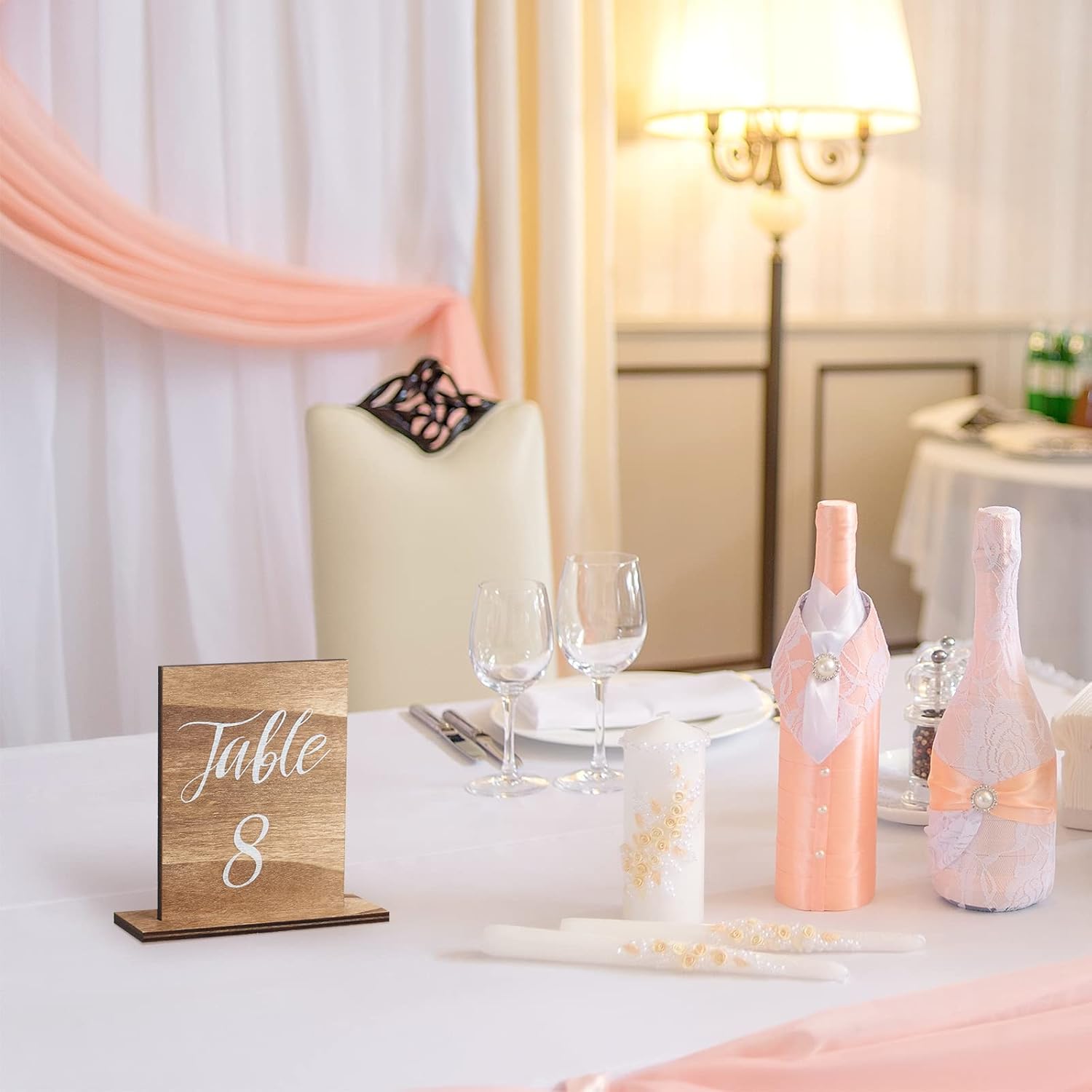 Chunful 20 Pcs Wooden Table Numbers with Base for Wedding Centerpieces
