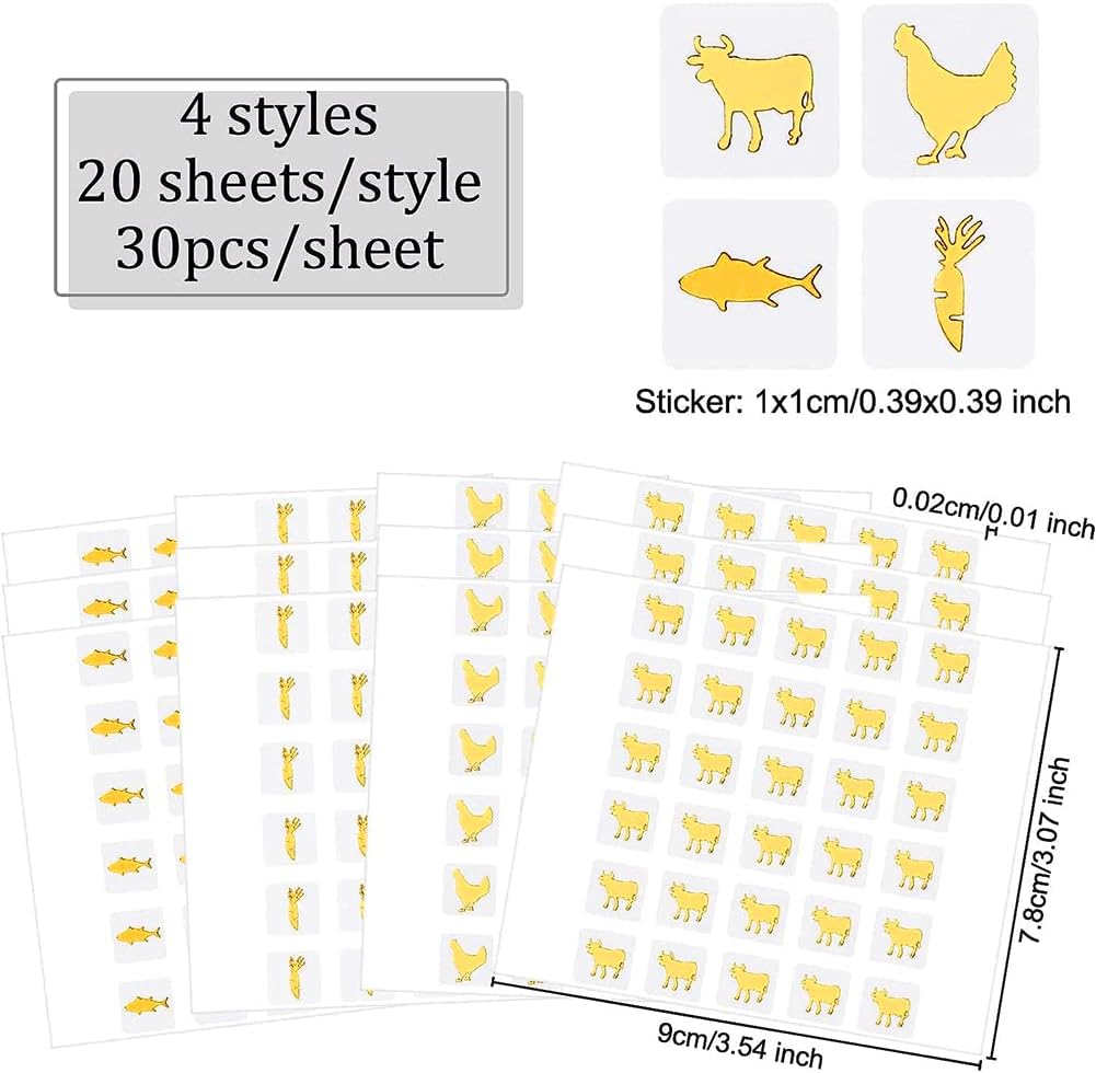 OLYCRAFT 2400Pcs Meal Stickers Set 4 Styles