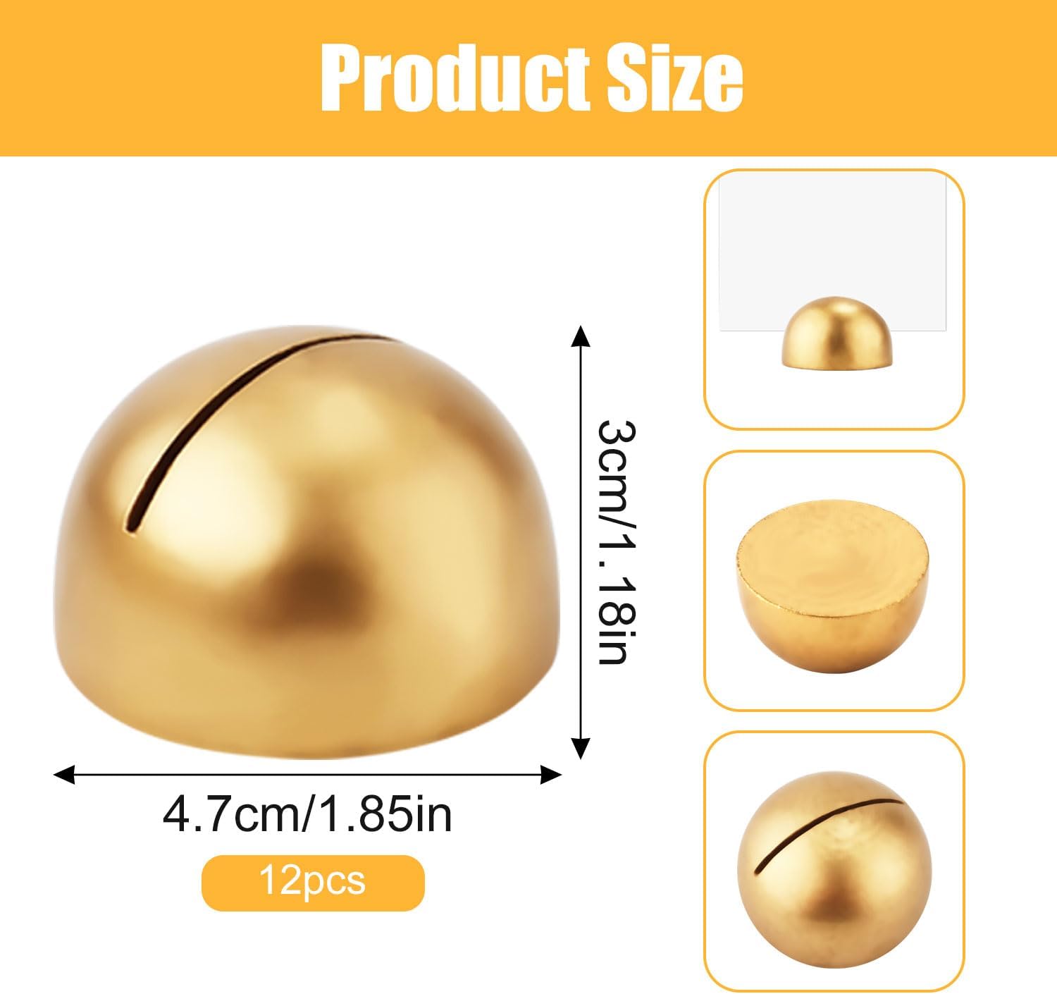 12pcs Round Table Number Stands Modern Place Card Holders - Gold