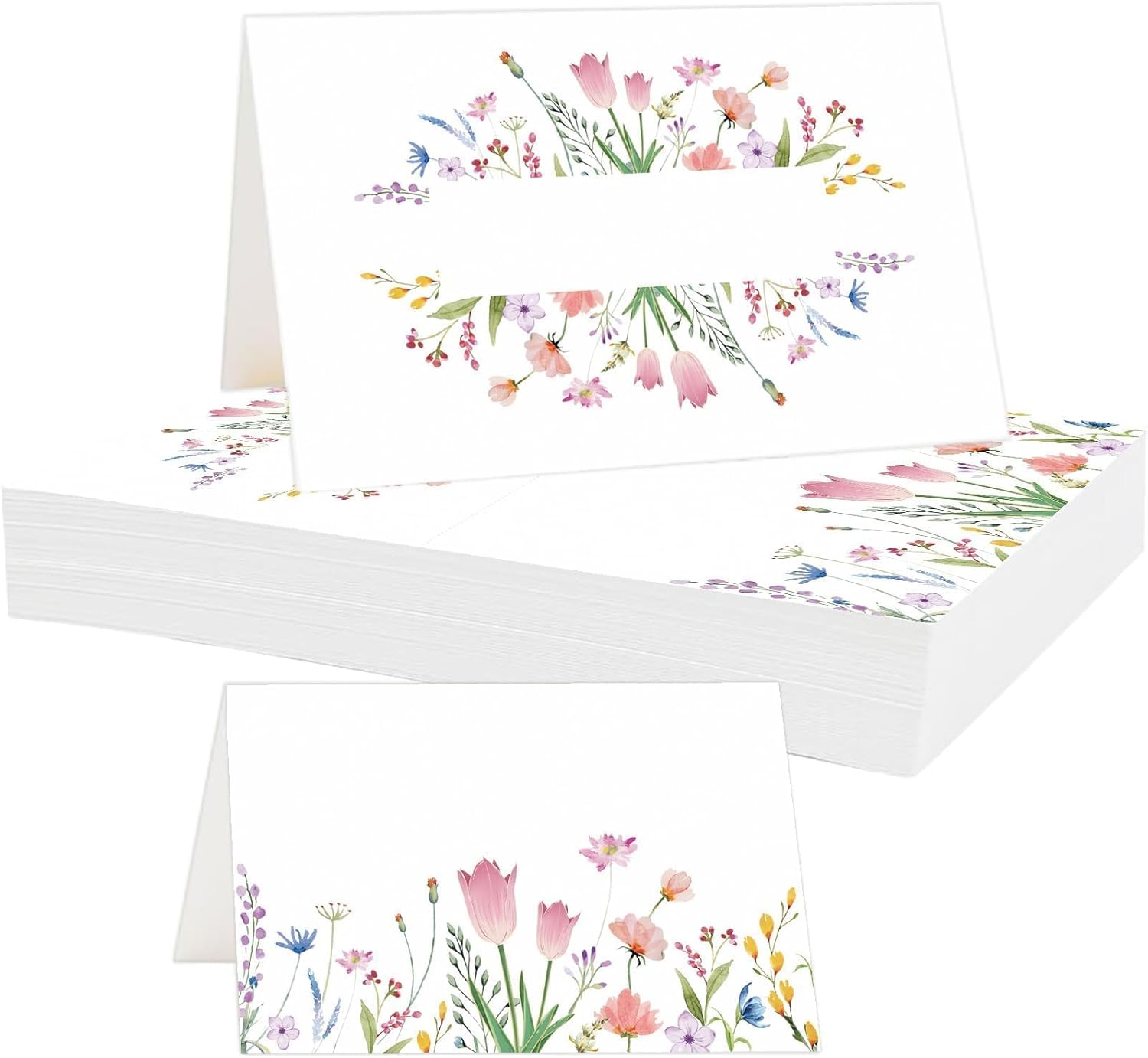50 Pcs Floral Place Cards for Wedding and Party