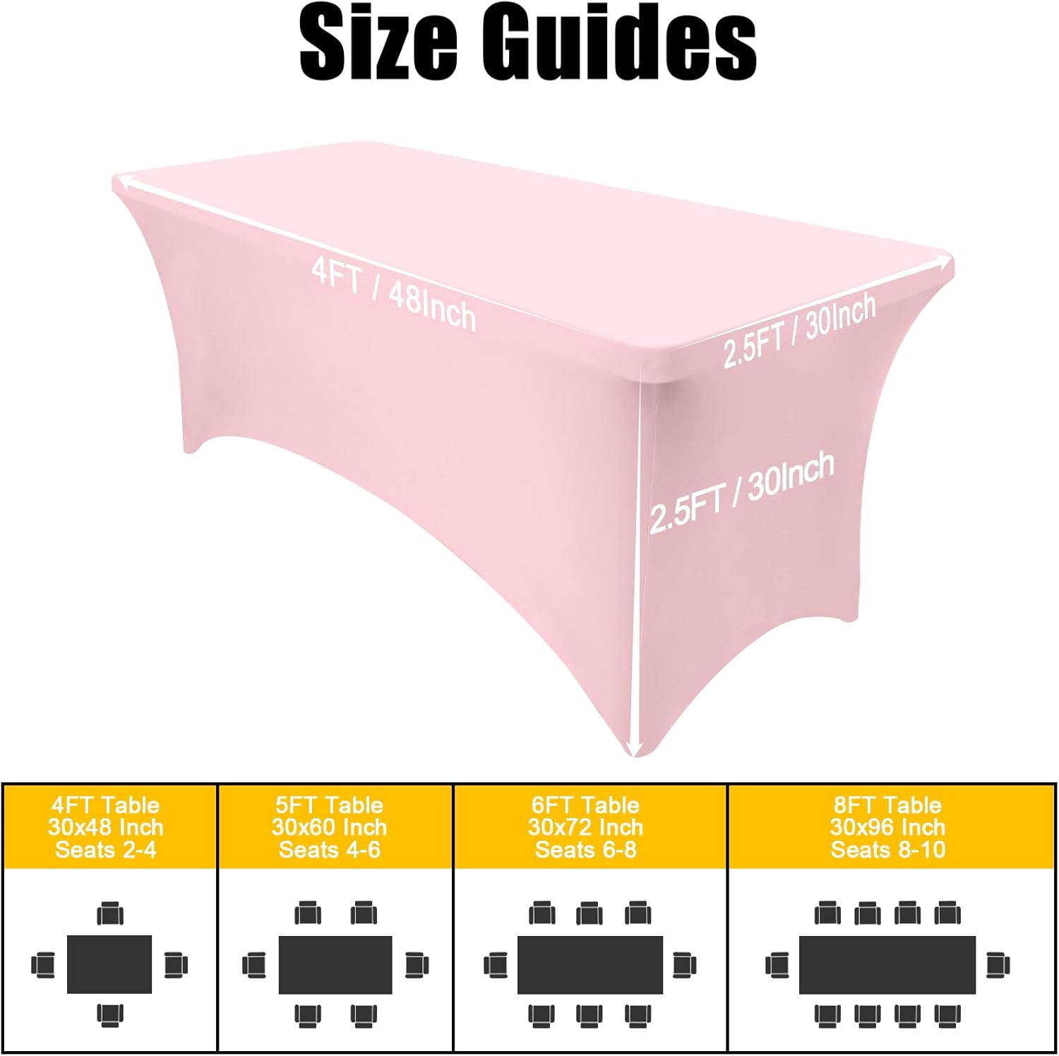 Smiry 2 Pack Spandex Table Cloth 4FT Pink