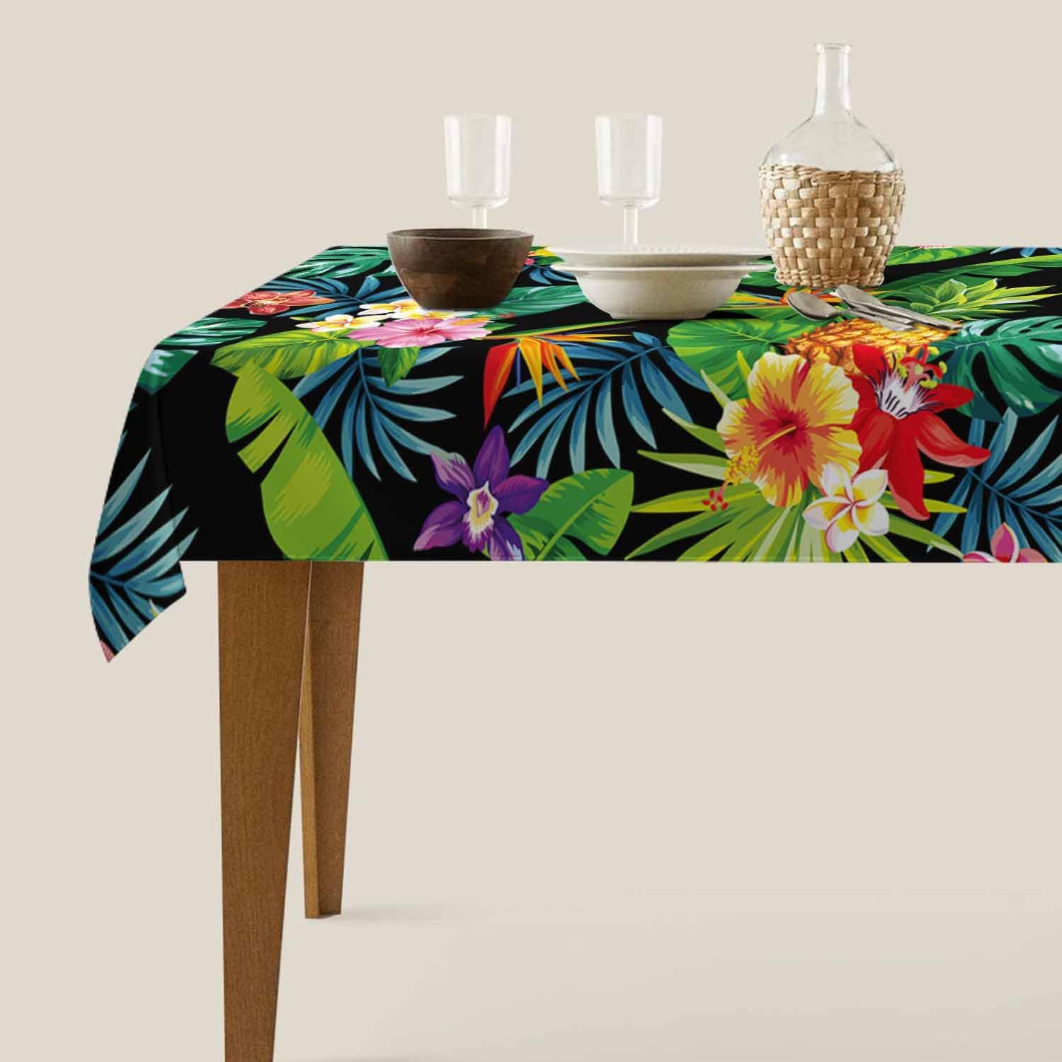 TKS MITLAN Decorative Tablecloth with Pineapples Hawaii Design 60x84 Inch