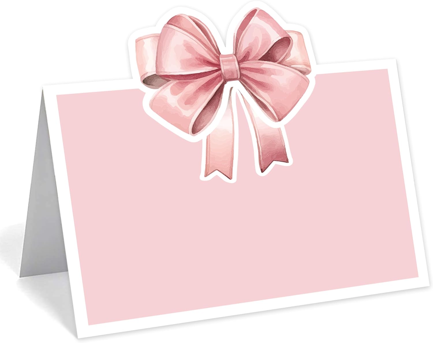 24 Pcs Pink Bow Place Cards for Baby Shower and Birthday Party