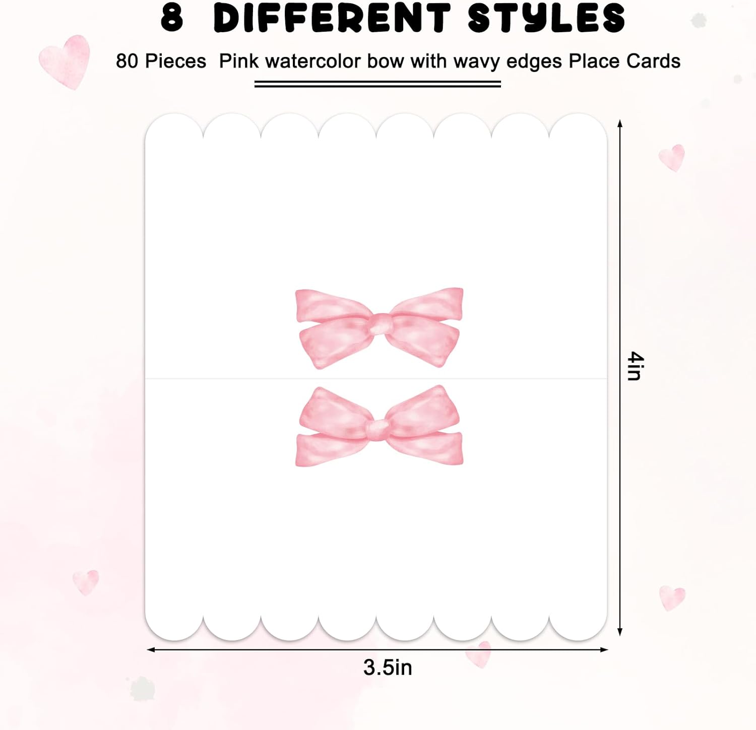 Whaline 80Pcs Pink Bow Place Cards