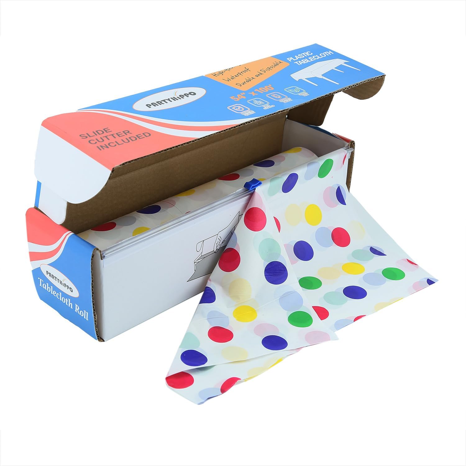 PartyHippo Plastic Tablecloth Roll 54 x 100 with Cutter Box 1