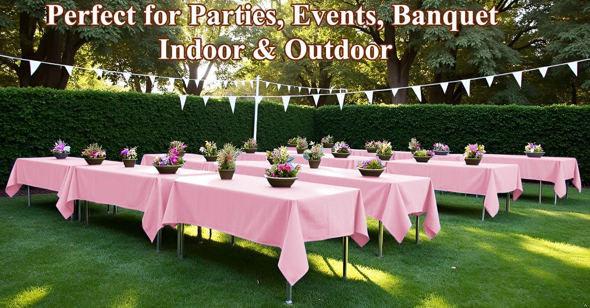 6 Pack Pink Disposable Tablecloth for Rectangle Tables 54x108 Inch Party Cover