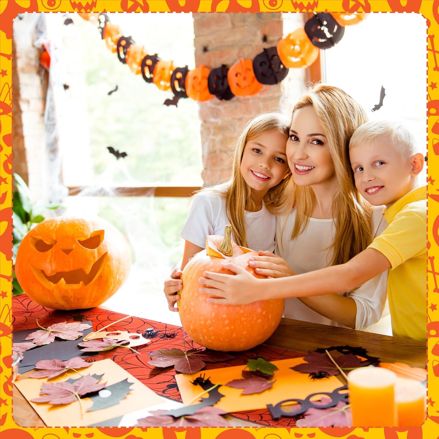 3 Pcs Halloween Table Runner Linen Cobweb Design