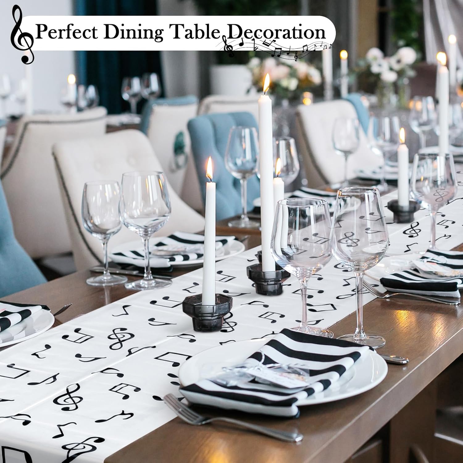 6 Pcs Musical Notes Table Runners for Parties and Weddings