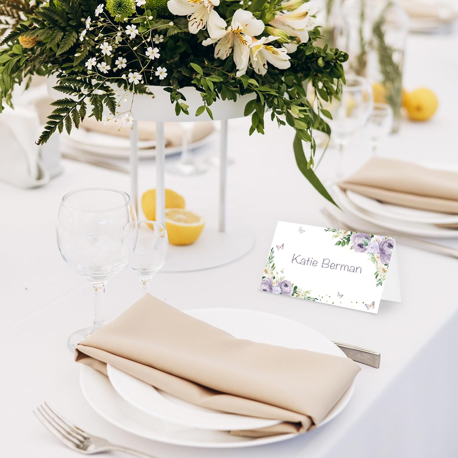 Whaline 100Pcs Floral Butterfly Place Cards for Party Events