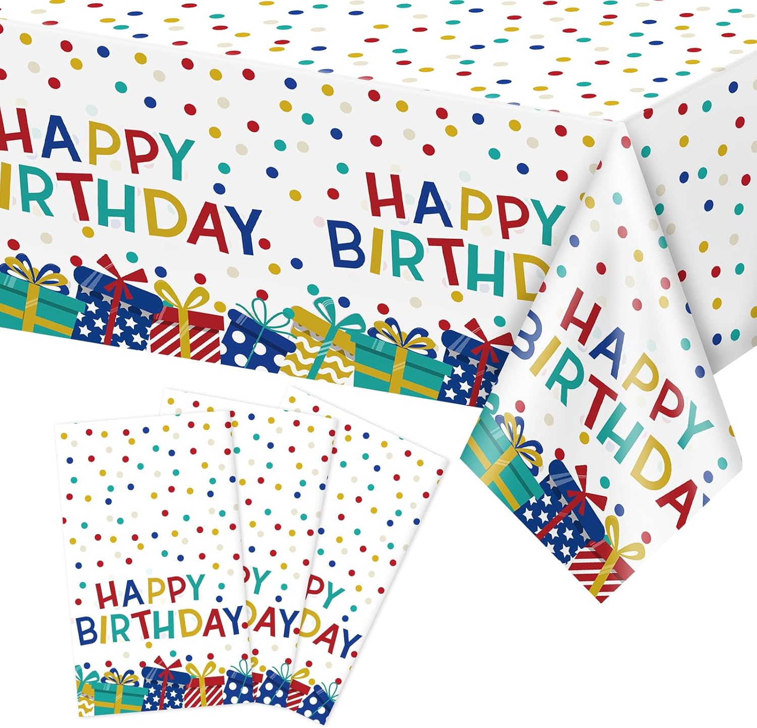 3 Pcs Plastic Tablecloth for Birthday Parties
