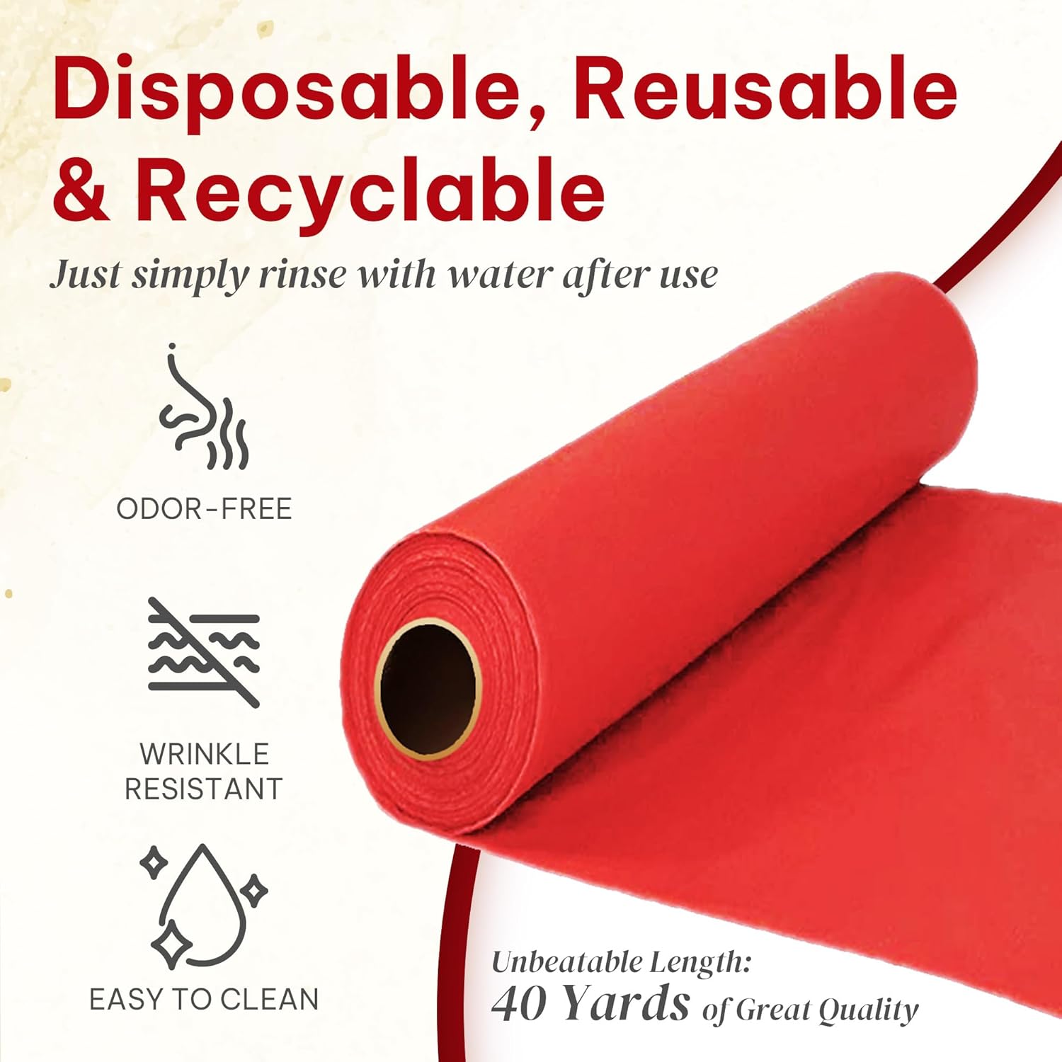 Amatra All-Purpose Plastic Table Cover Roll Red 54in x 120ft