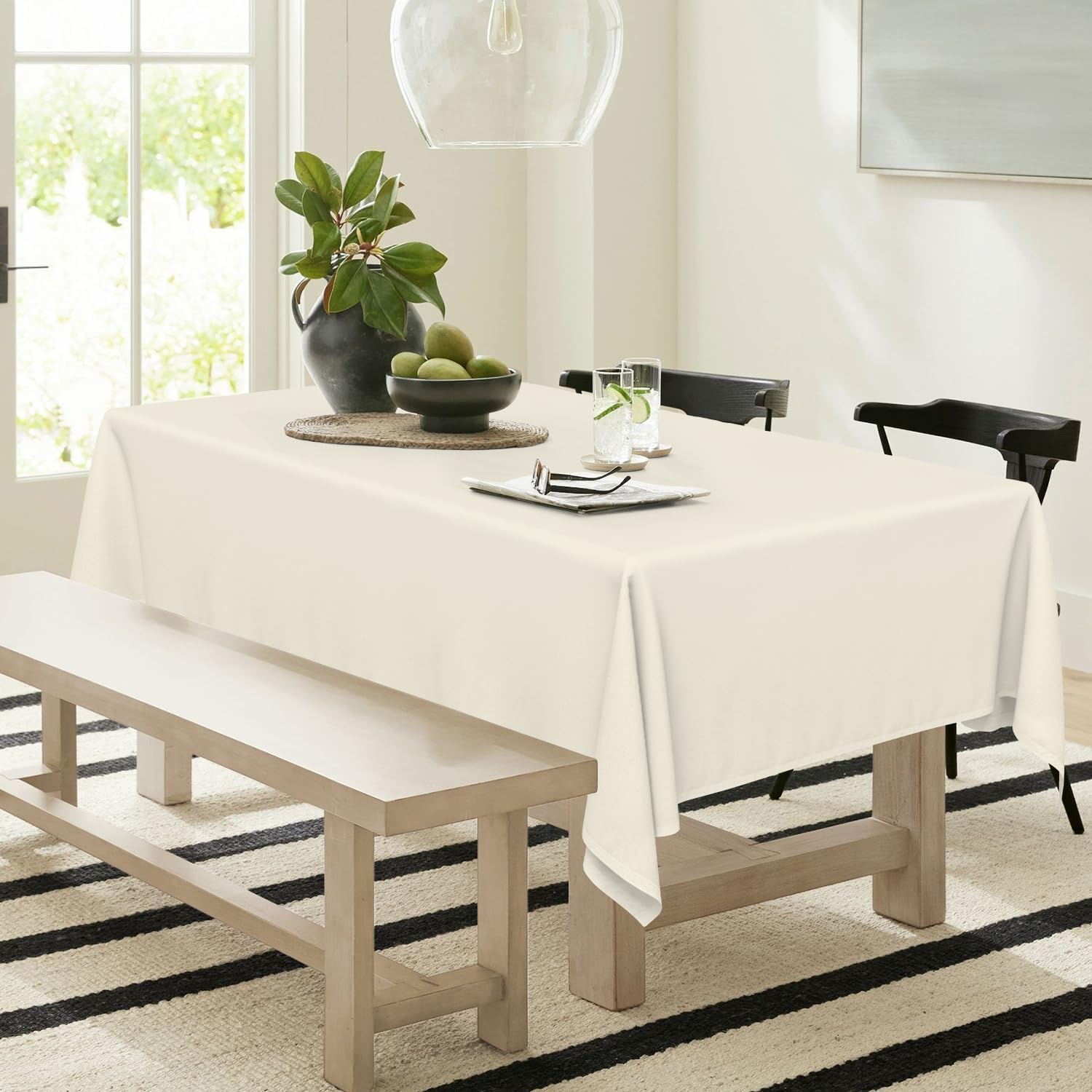 Horaldaily Beige Tablecloth 60x84 Inch Rectangular