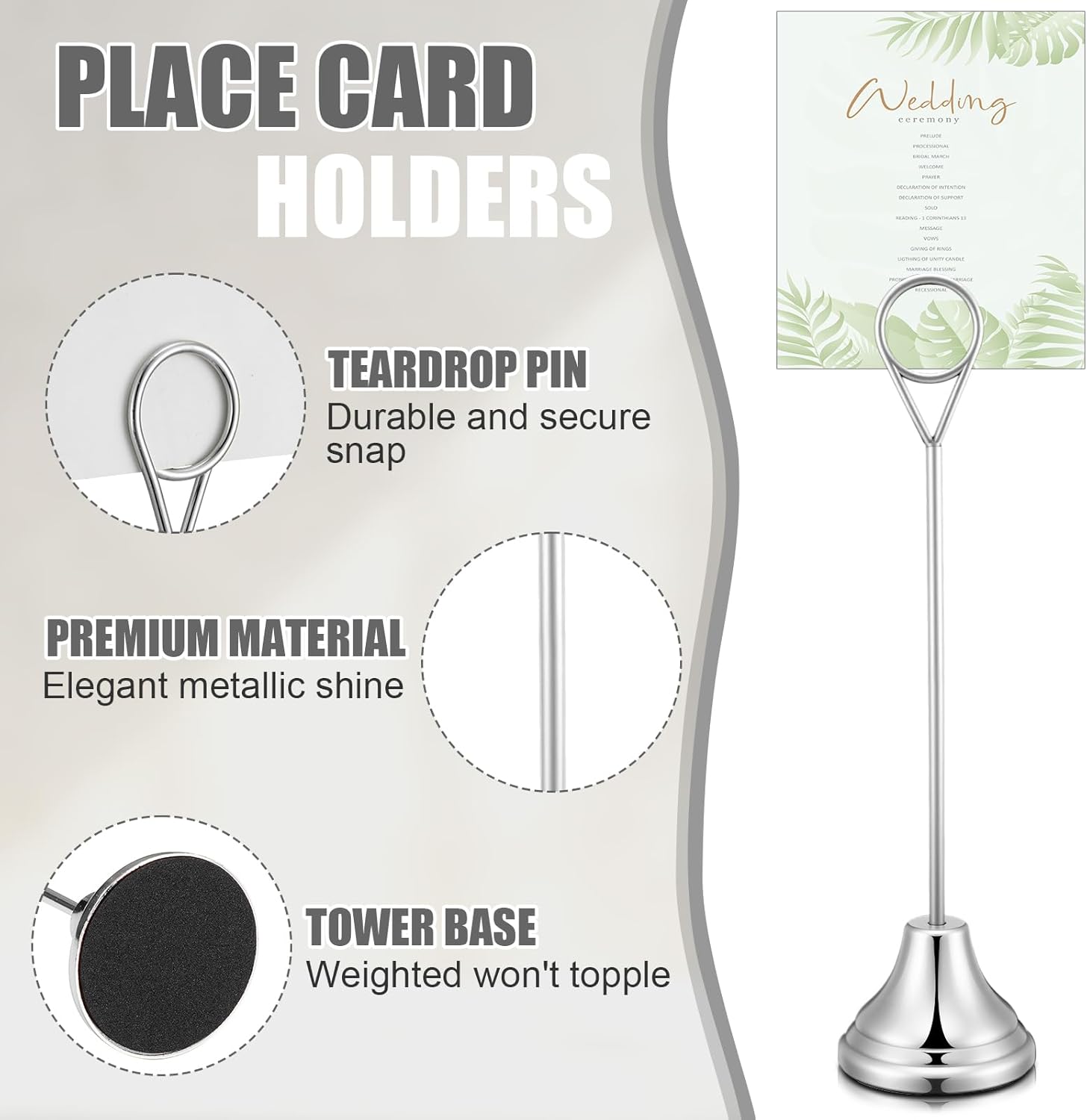 Marspark 16 Pcs 8 Inch Metal Table Number Holders Silver