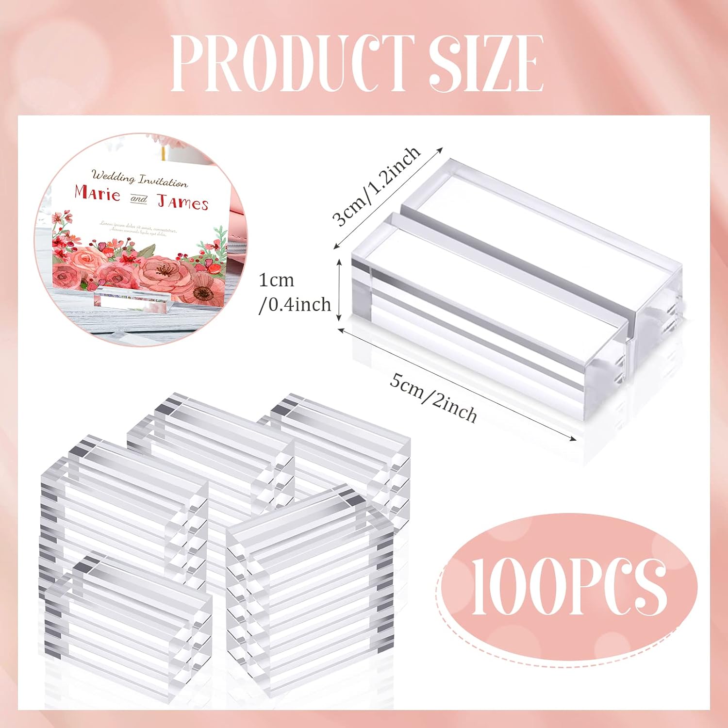 Roowest 100 Pcs Clear Place Card Holders for Events