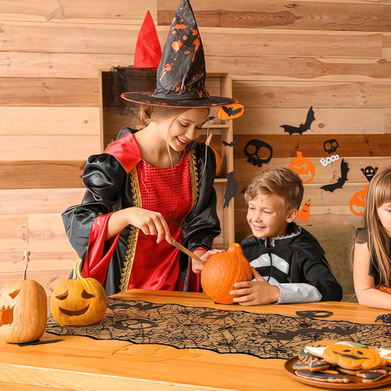 Halloween Decor Table Runner - Black Spider Web Design 18x72 Inch