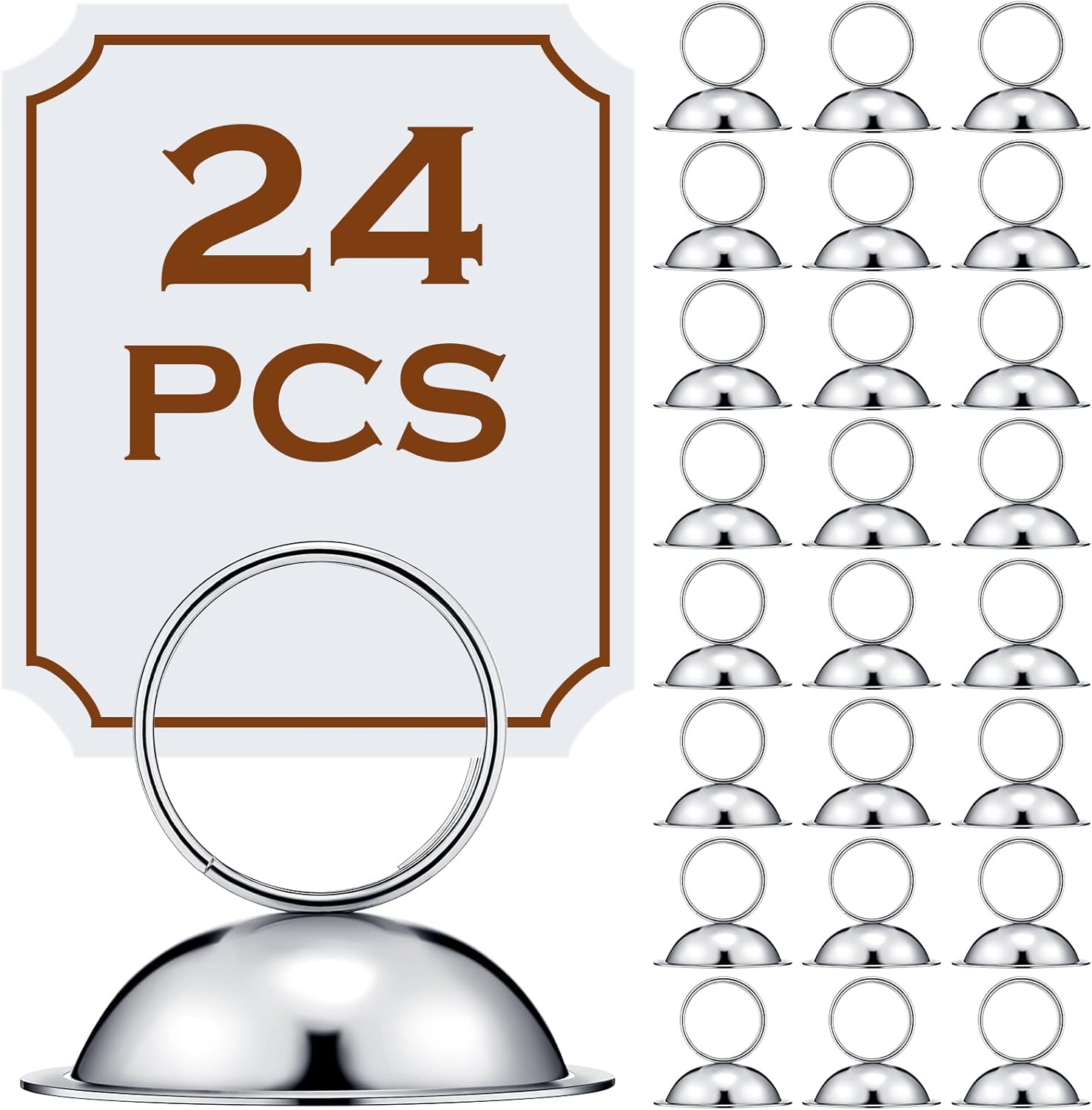 24 Pcs Silver Place Card Holders for Wedding Events Table Settings