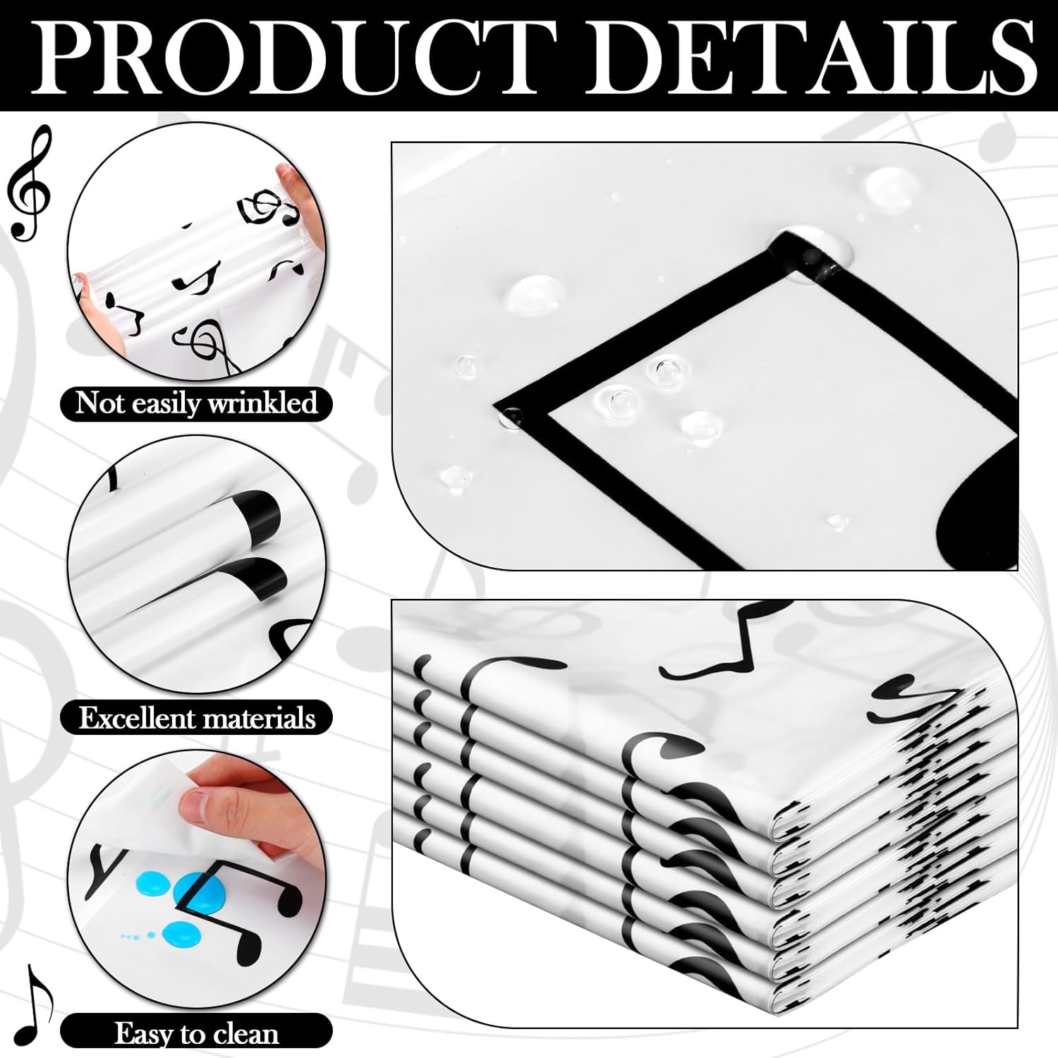 6 Pcs Musical Notes Table Runners for Parties and Weddings