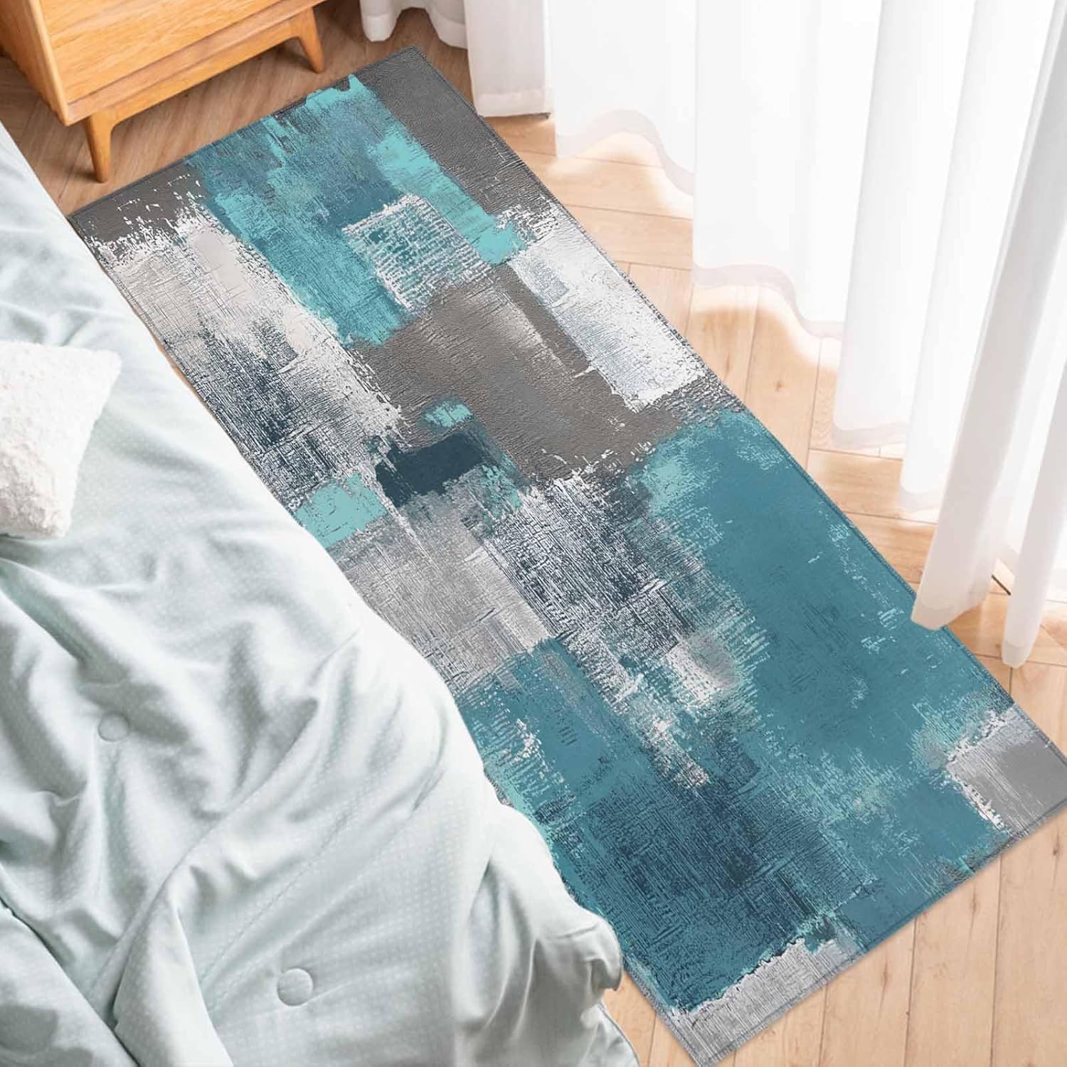 Libaoge Teal Kitchen Rugs and Mats Set of 2