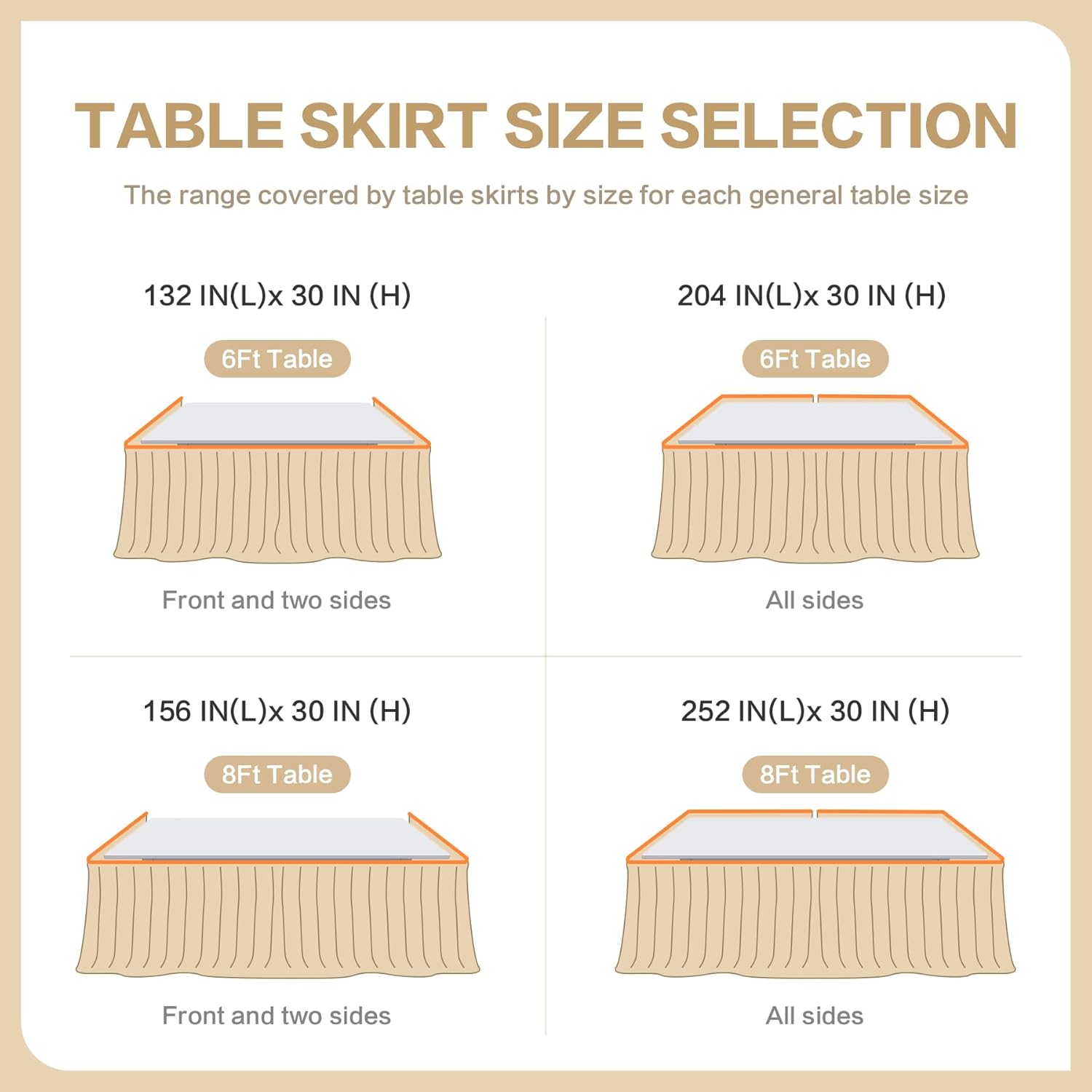 PartyVillage 132 Inch Black Table Skirt for 6ft Rectangular Tables