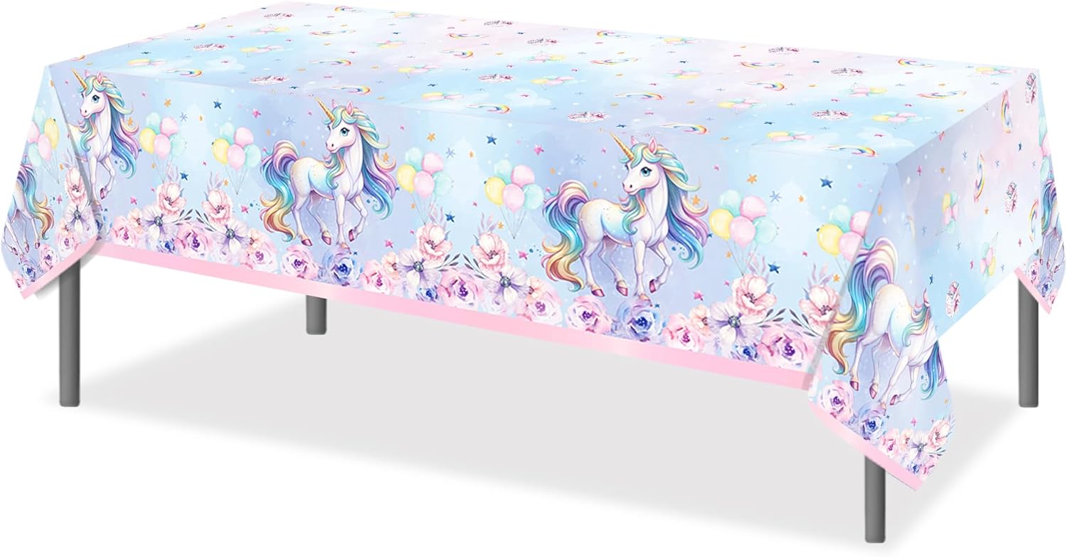 2 PCS Unicorn Disposable Tablecloth 86x51 Inches