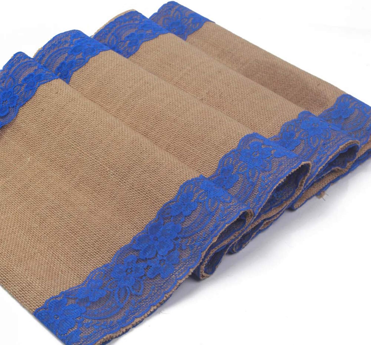 AAYU Burlap Table Runner with Navy Lace