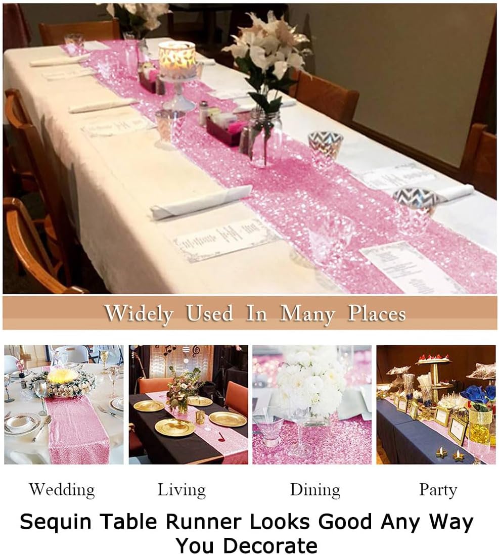 ShinyBeauty 12x72-Inch Fuchsia Pink Sequin Table Runner