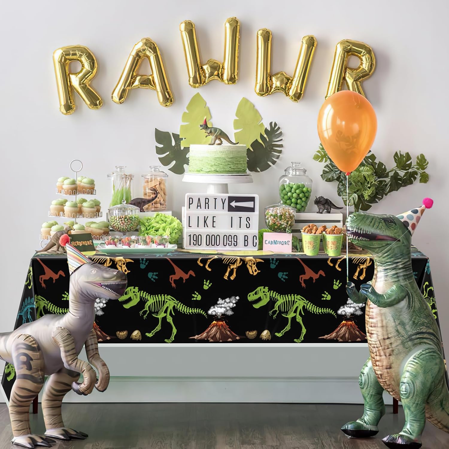 4-Pack Dinosaur Tablecloth for Kids Birthday Party Decorations