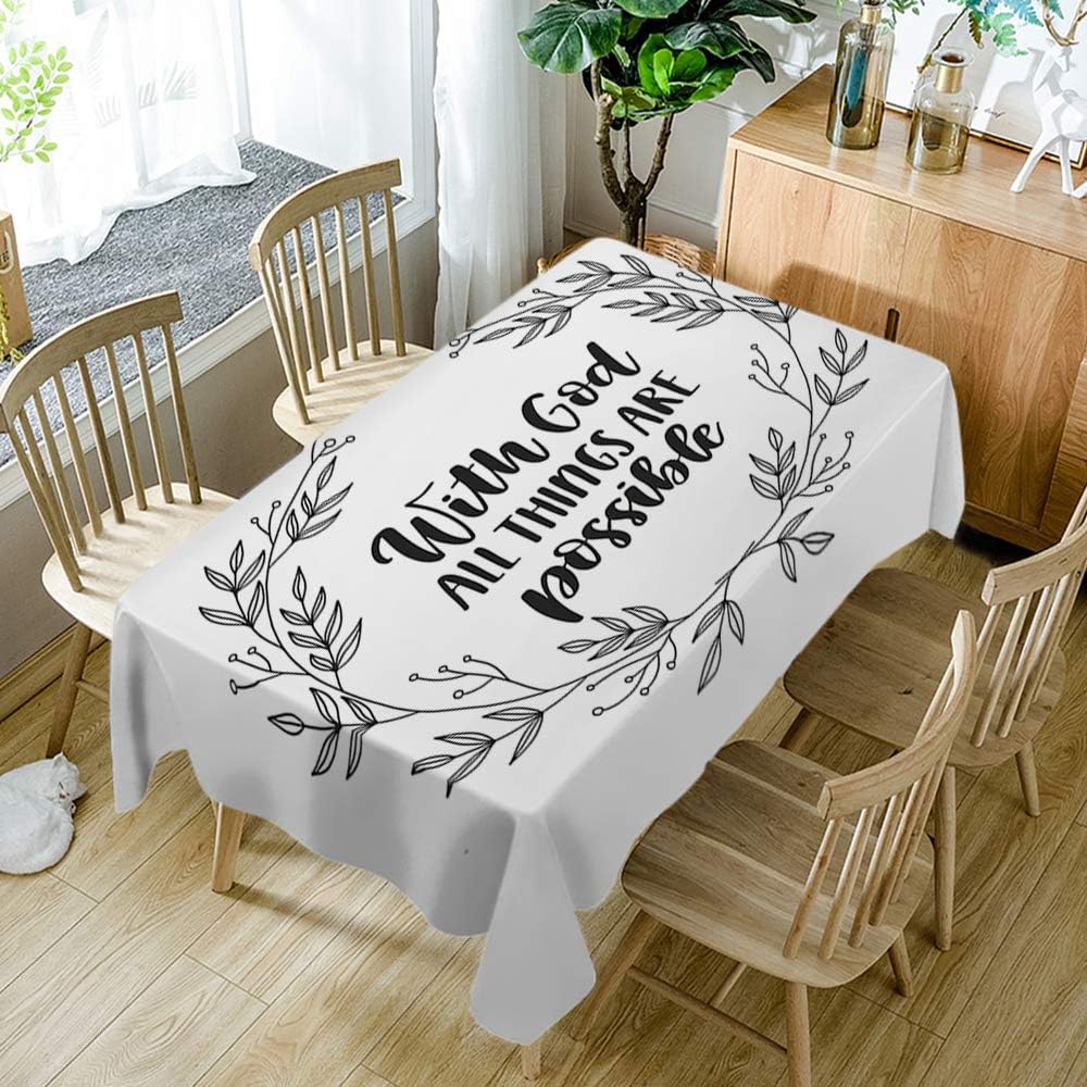 Moslion God All Things Are Possible Tablecloth 60x84 Inch