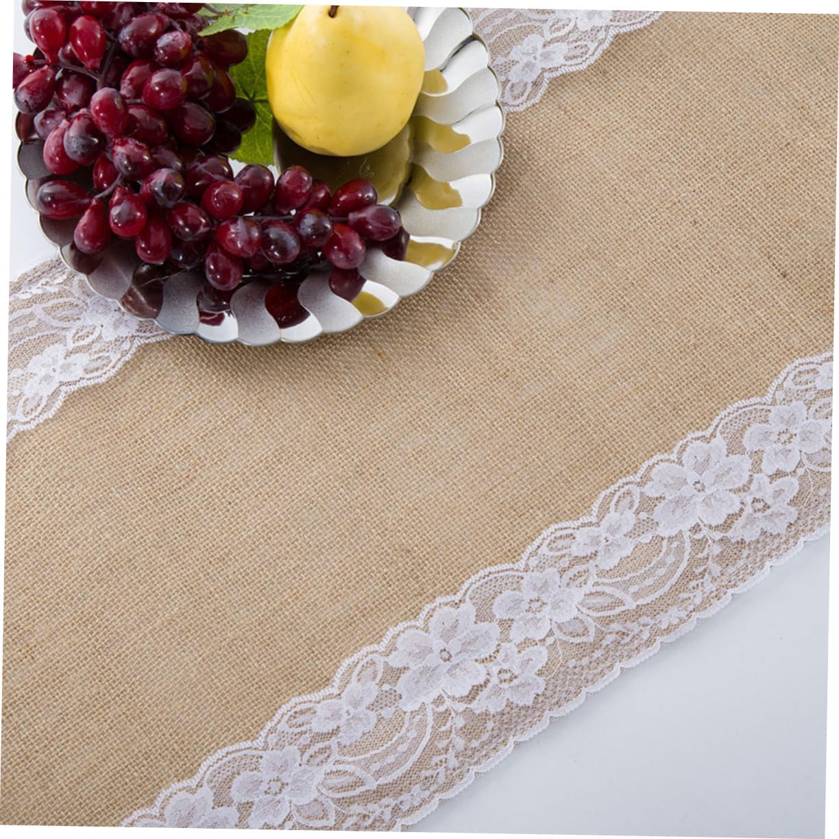 Ciieeo Linen Lace Table Runner for Weddings and Parties