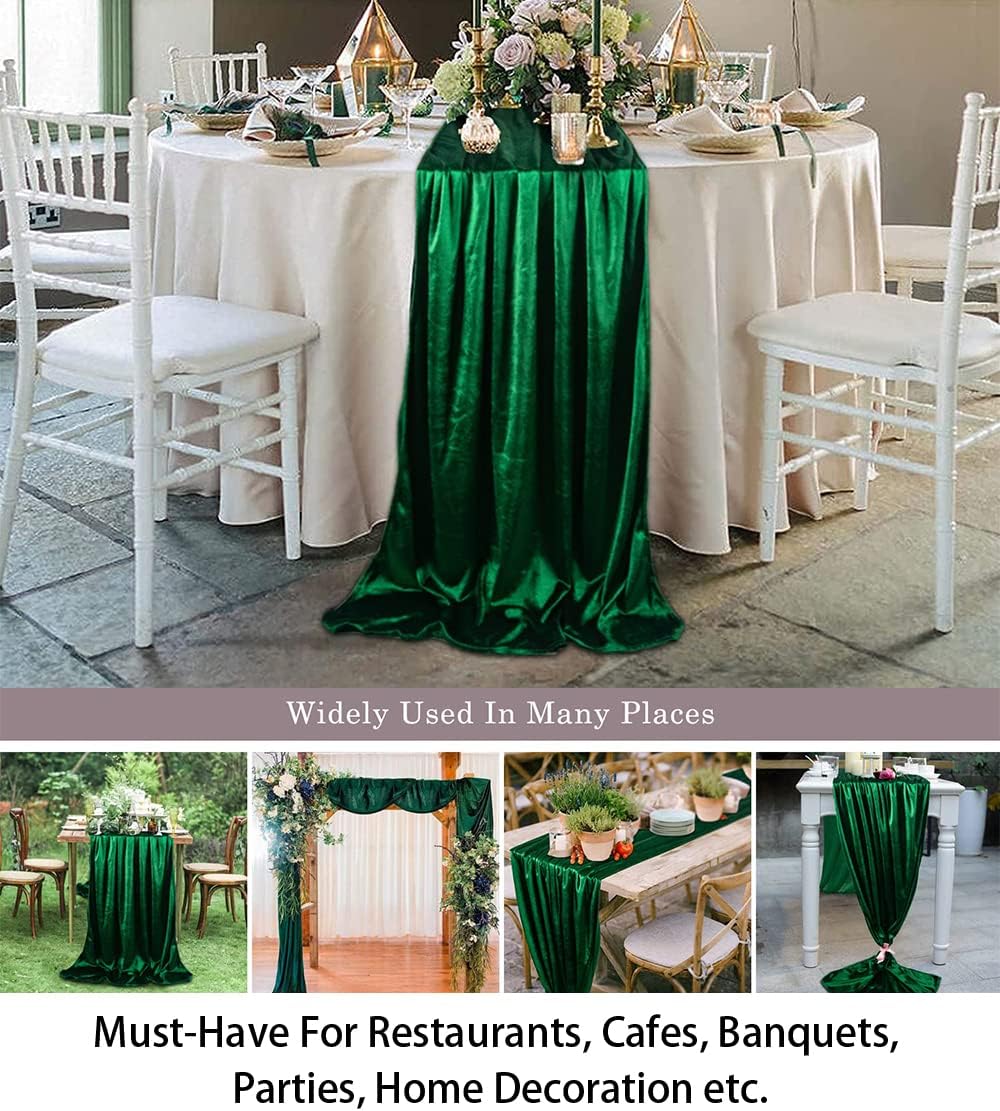 ShinyBeauty Emerald Green Velvet Table Runner 29x120 Wedding Party Use