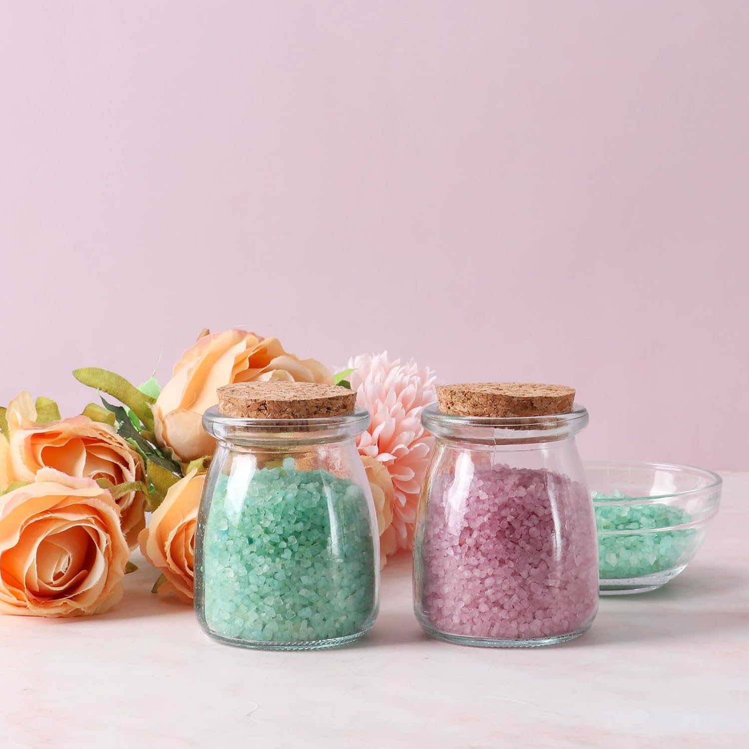 Small Glass Jars with Cork Lids 7 OZ 30 Pack