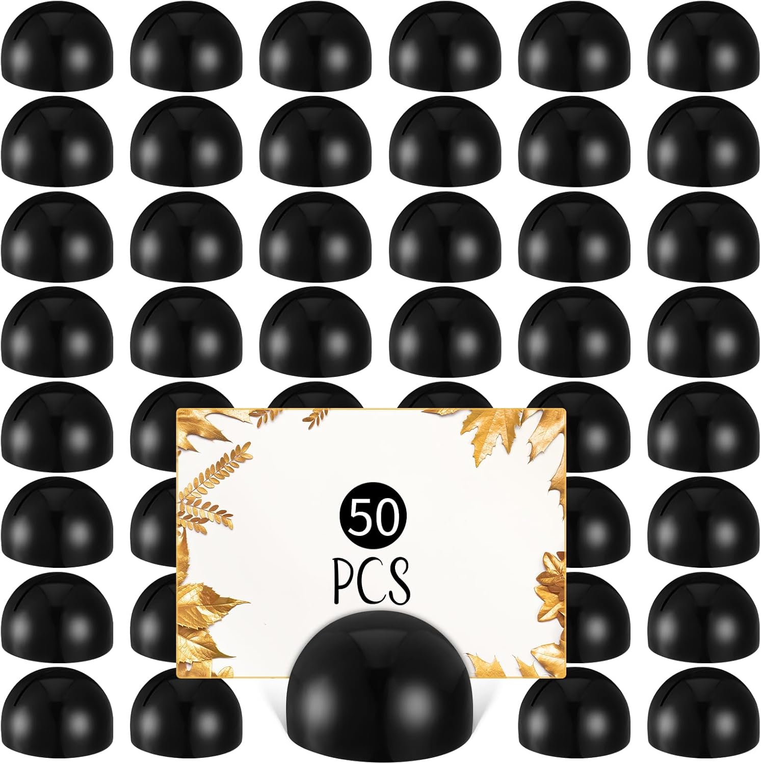 Geyoga 50 Pcs Black Round Place Card Holders
