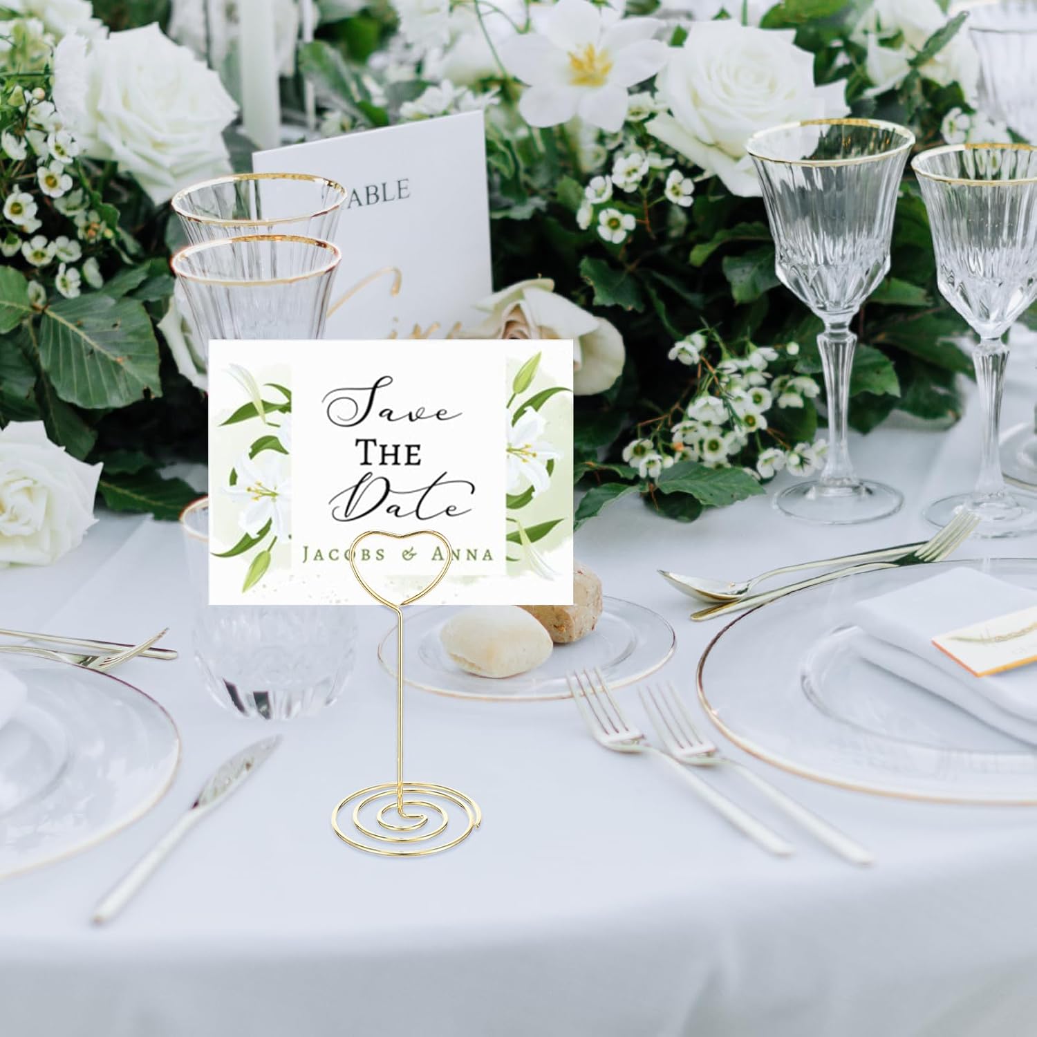 MAQUITA 36pcs Rose Gold Place Card Holder for Weddings