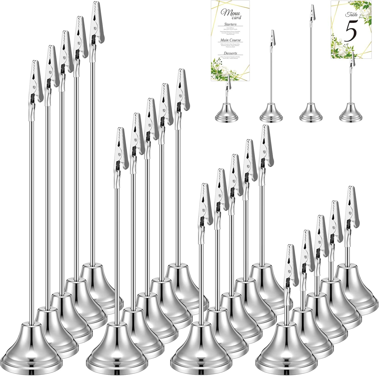 20 Pcs Silver Table Number Holders with Alligator Clips