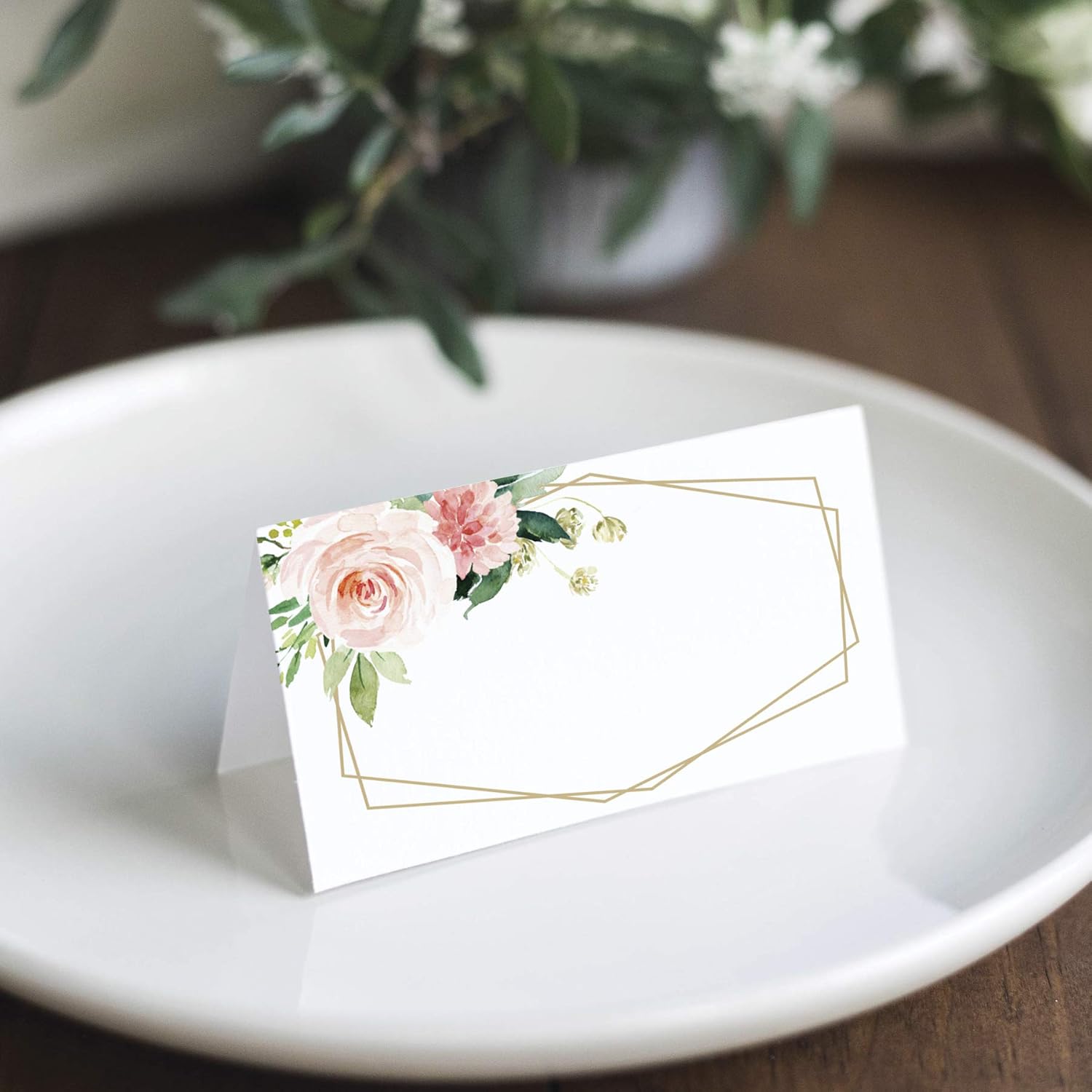 Bliss Collections Floral Place Cards 50 Pack 2 x 35 Inches