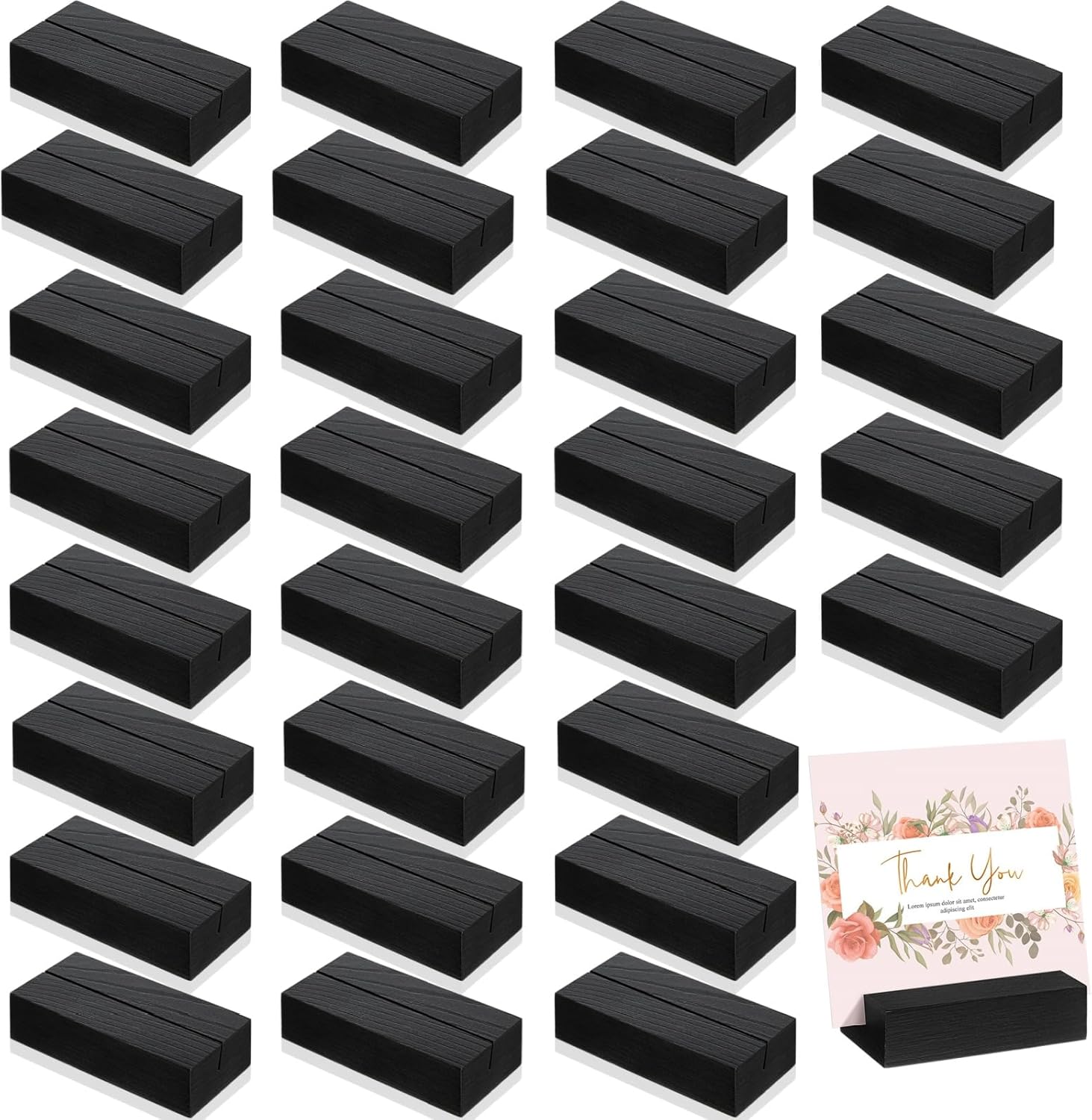 Blosssound 24 Pcs Black Wooden Place Card Holders