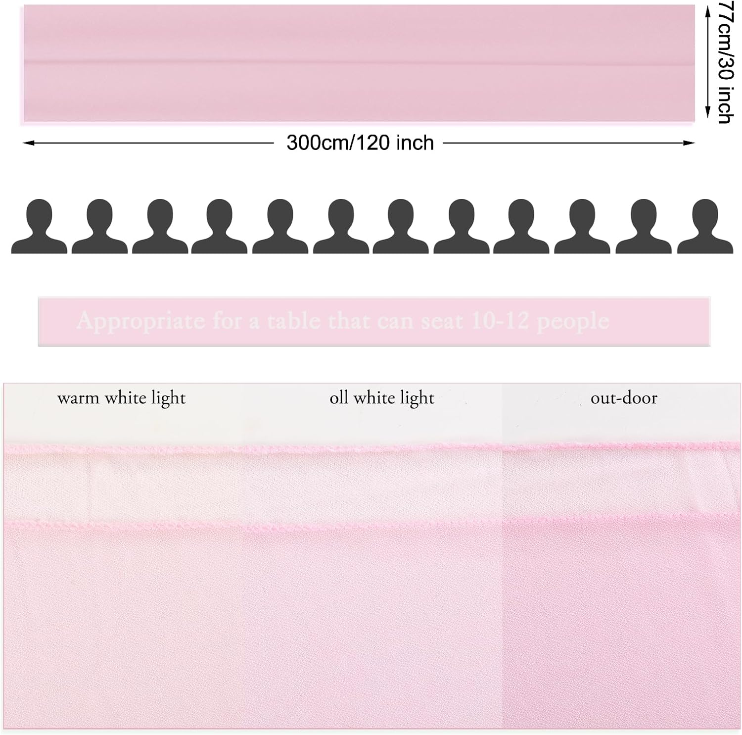 2 Pack 10ft Blushing Pink Chiffon Table Runner