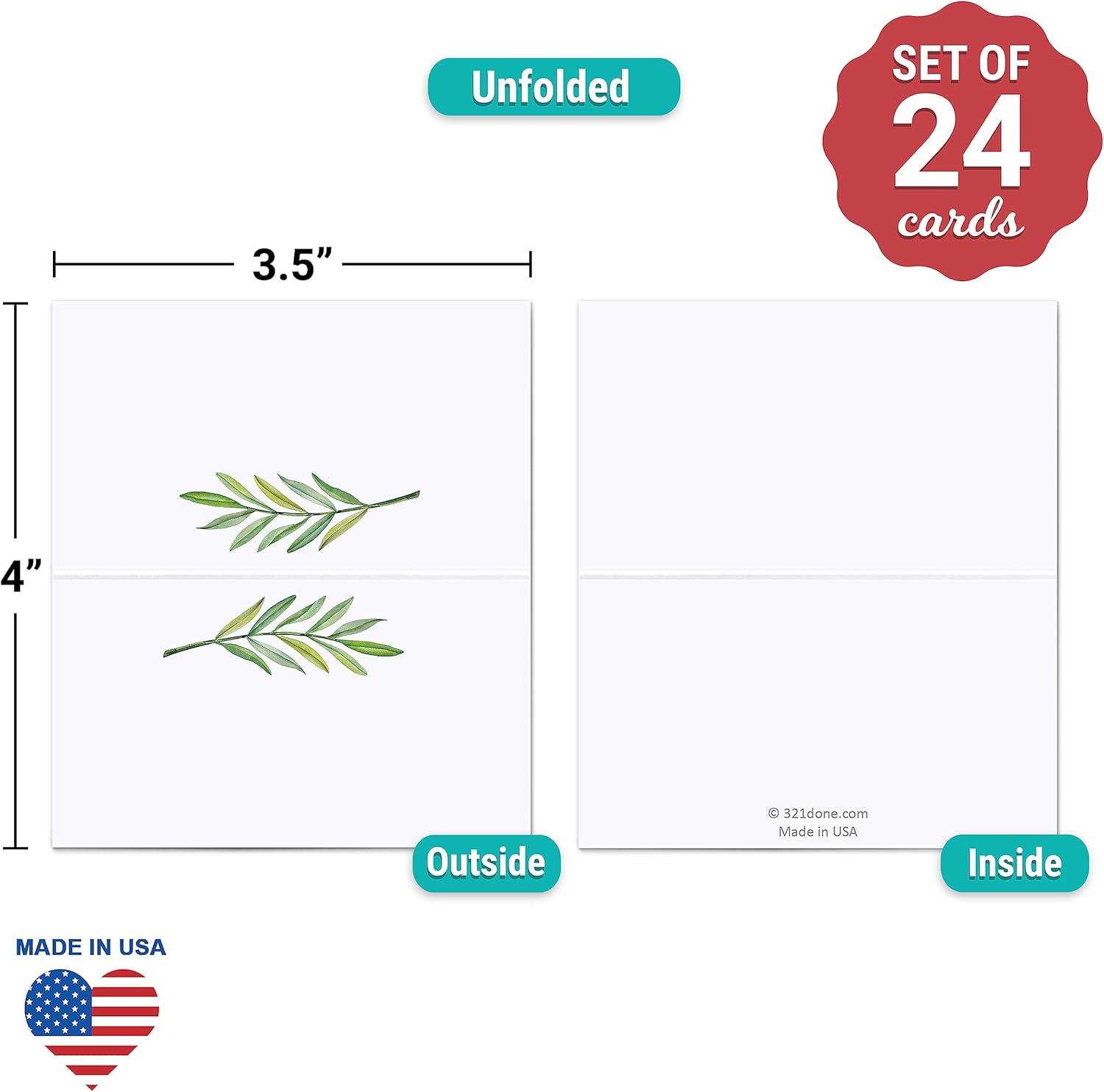 321Done Green Leaves Place Cards - Set of 24 1