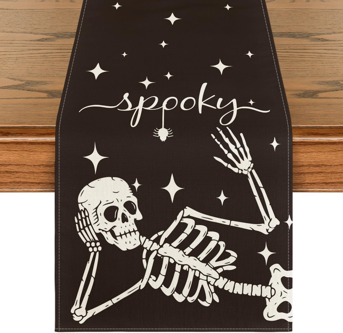 Artoid Mode Halloween Table Runner with Skeleton Spider Design