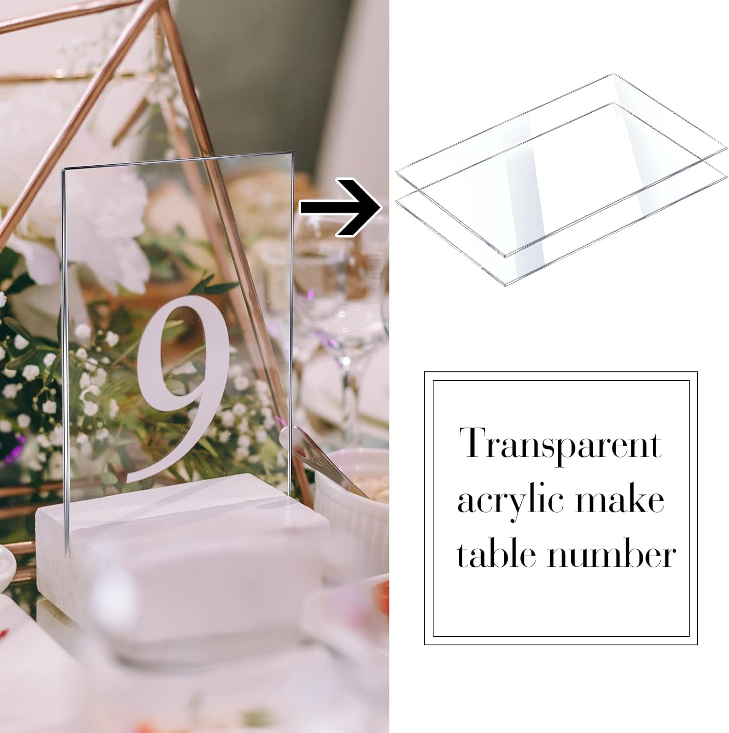 Chunful 120 Pcs Clear Acrylic Place Cards for Wedding DIY Table Setting