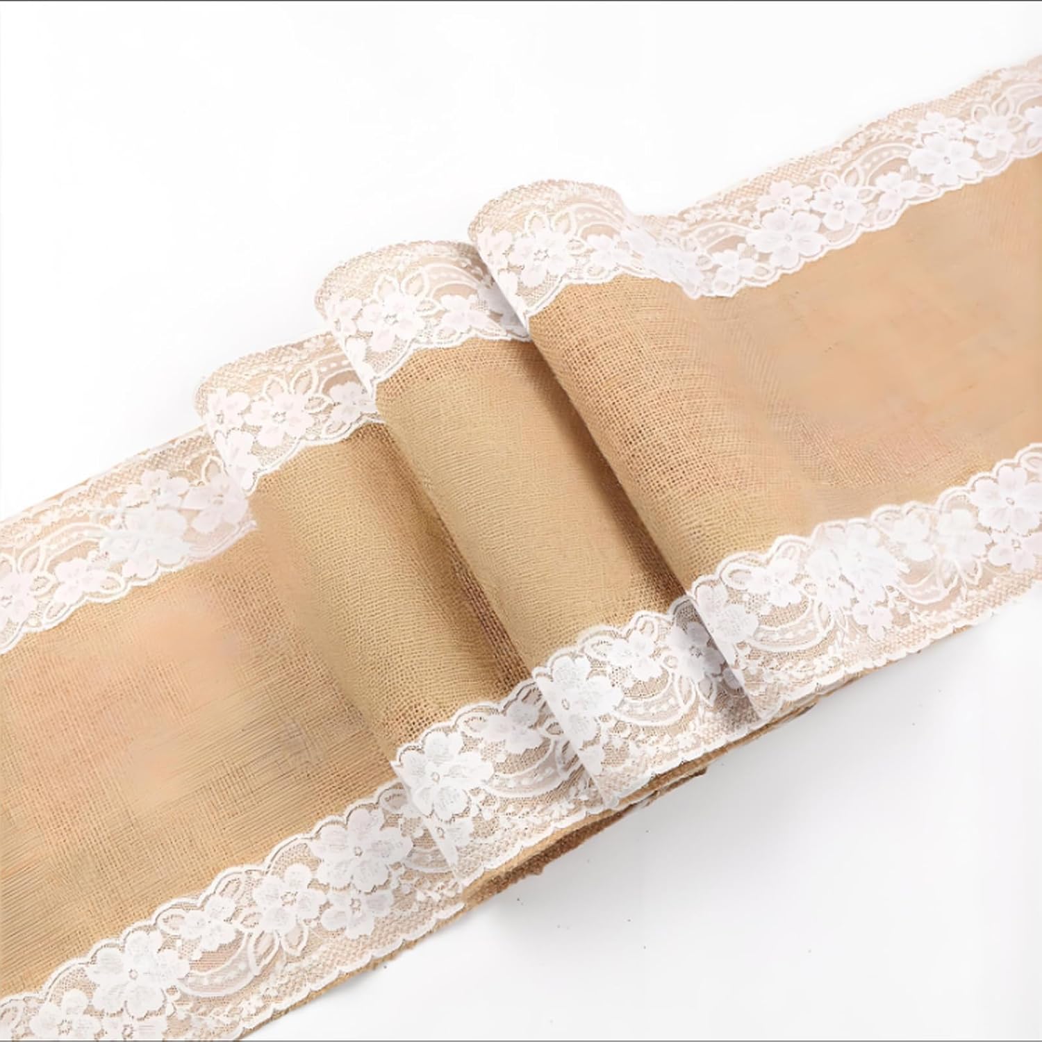 OZXCHIXU 12x108 Rustic Table Runner with White Lace