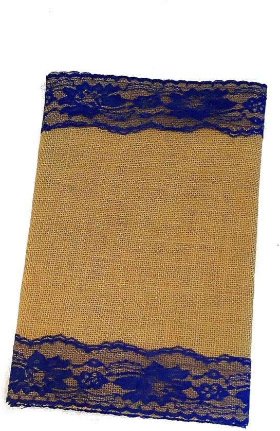 AAYU Burlap Table Runner with Navy Lace